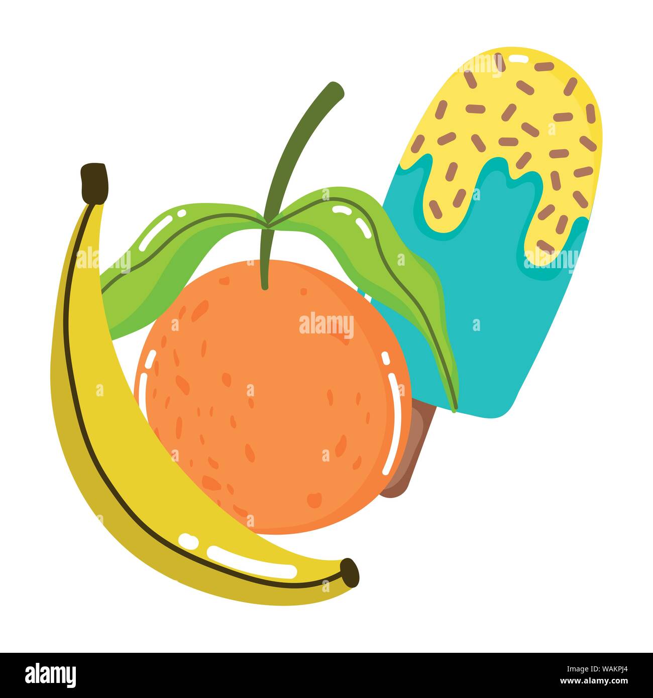 Banana and orange design, Fruit healthy organic food sweet and nature