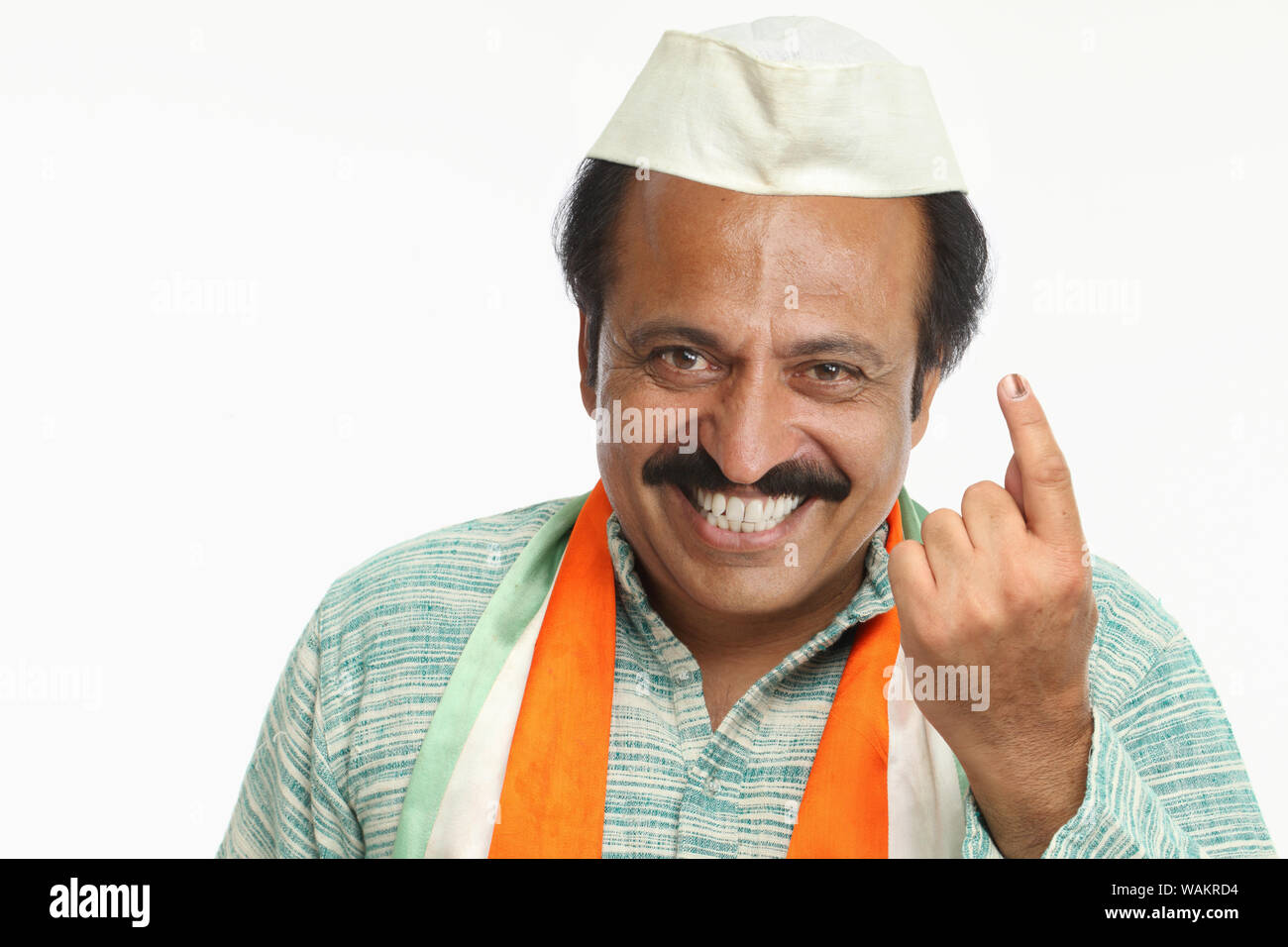Politician showing voting sign Stock Photo
