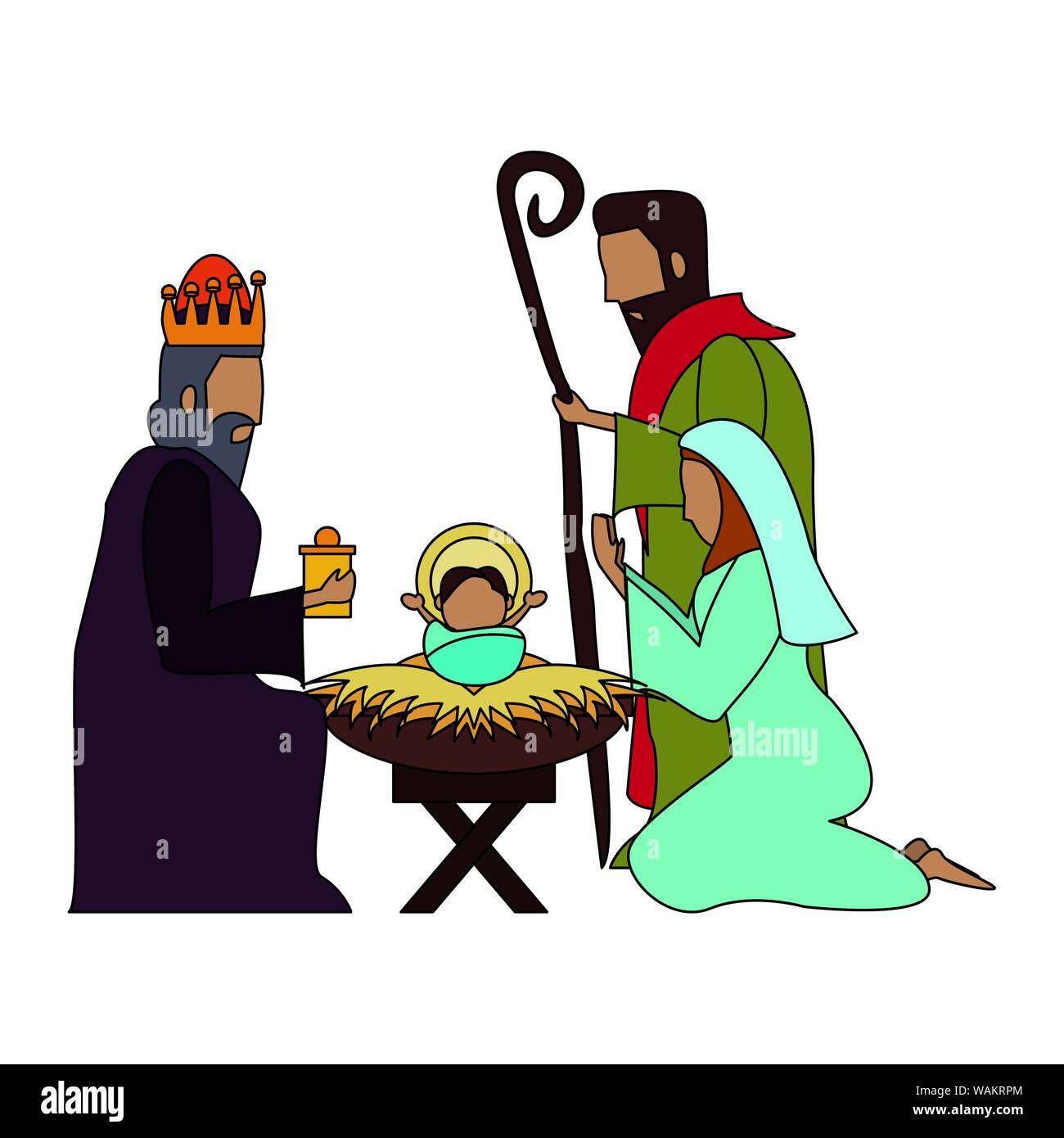 Merry Christmas Nativity Christian Cartoon Stock Vector Image & Art - Alamy