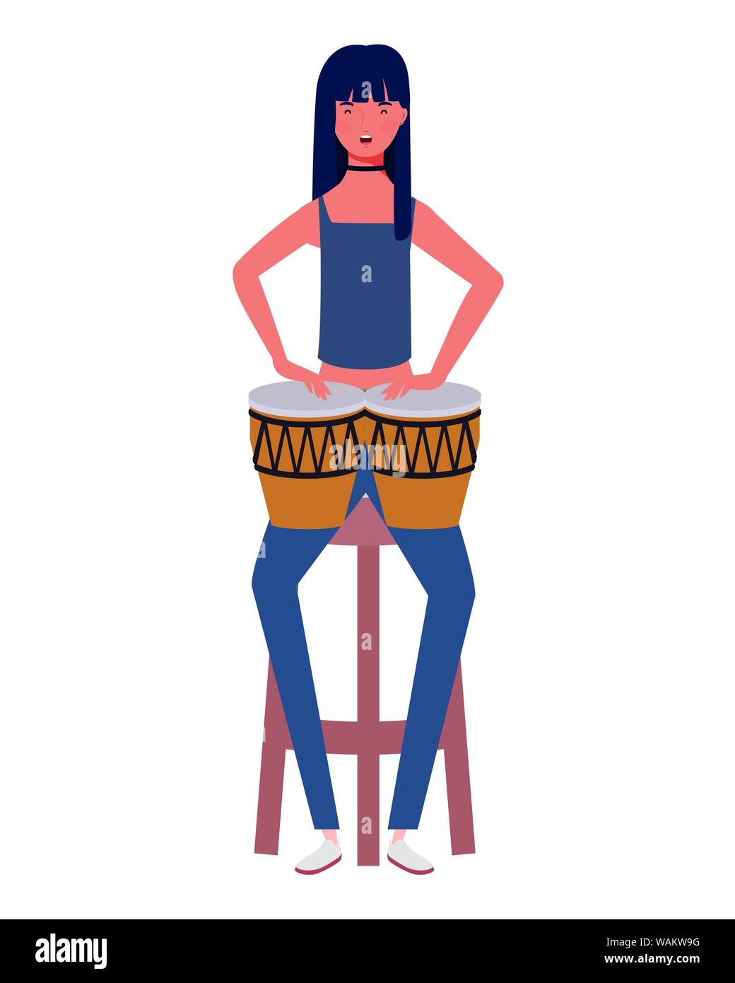 young woman with congas on white background Stock Vector Image & Art