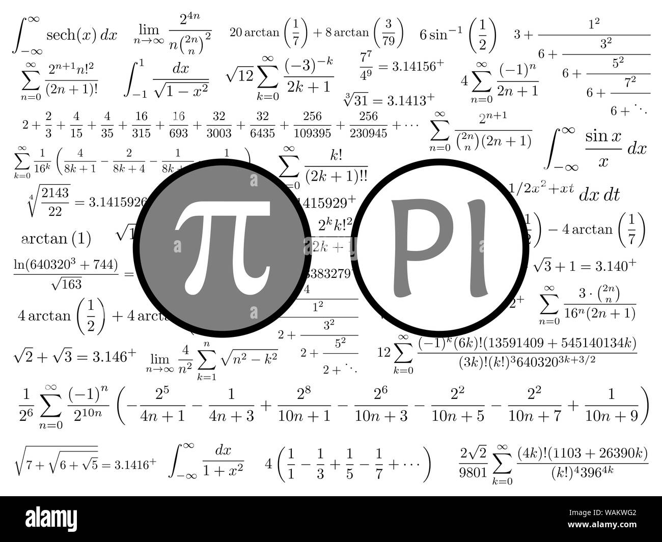The Pi symbol mathematical constant irrational number, greek letter, and many formulas