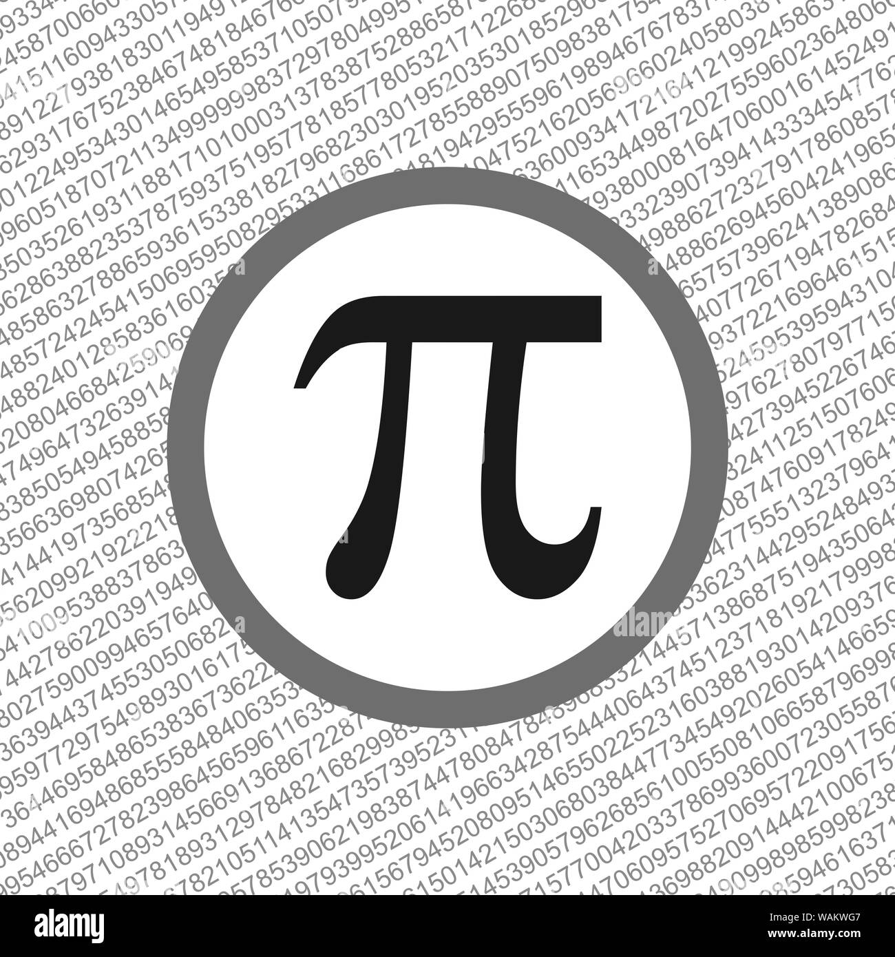 The Pi symbol mathematical constant irrational number on circle, greek letter, background Stock Photo