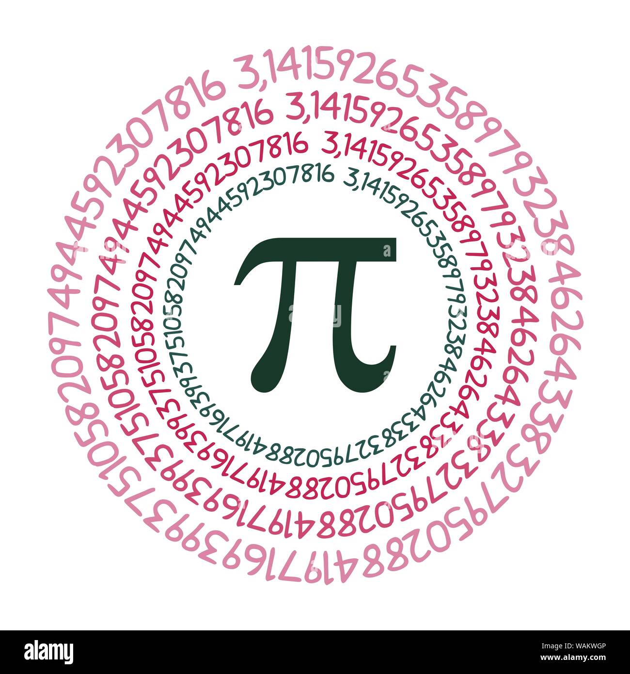 The Pi symbol mathematical constant irrational number on circle, greek ...