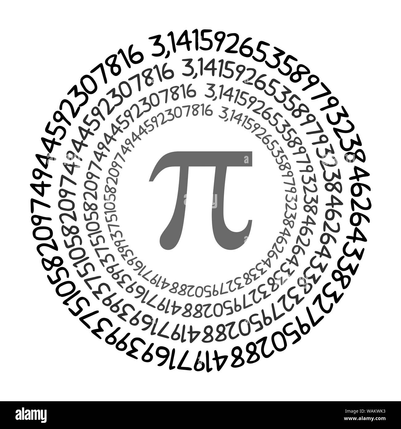 The Pi symbol mathematical constant irrational number on circle, greek letter, background Stock Photo
