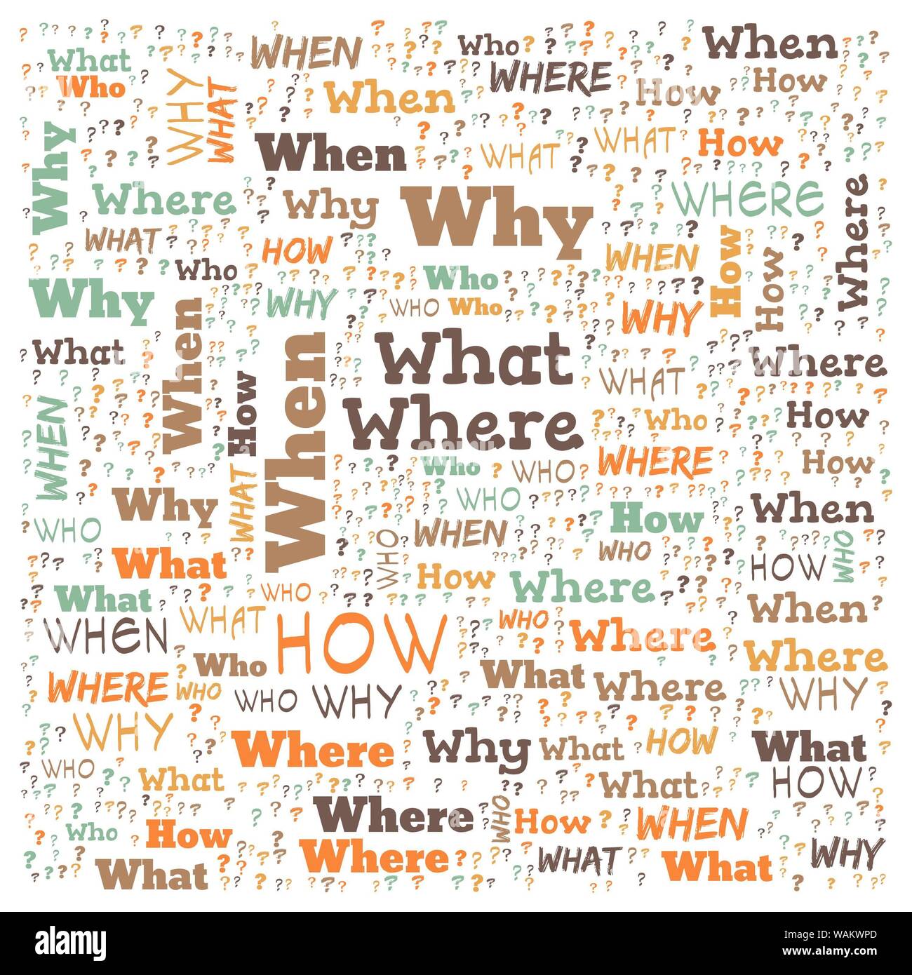 Word Cloud - Who, What, Where, When, Why and How on white background ...