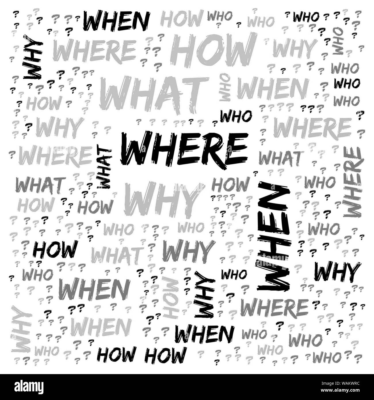 Word Cloud - Who, What, Where, When, Why and How on white background ...