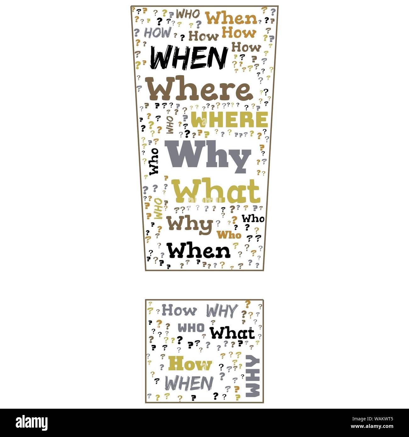Word Cloud - Who, What, Where, When, Why and How on white background ...