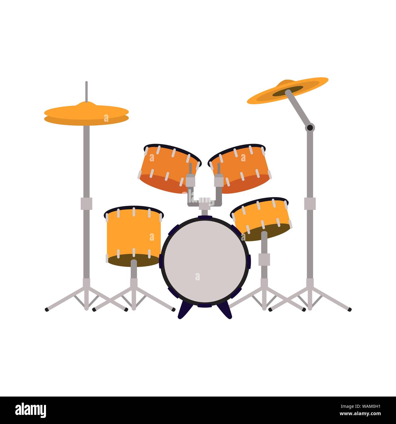 drum kit musical instrument on white background Stock Vector Image
