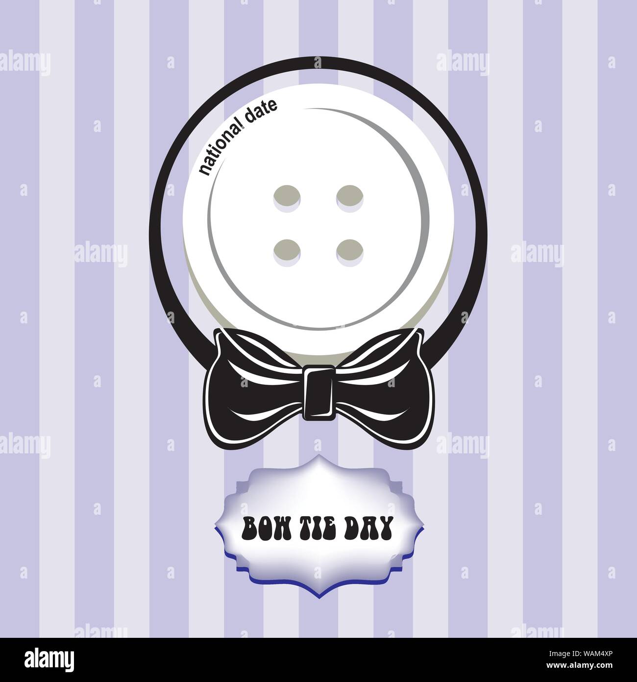 The national holiday is Bow Tie Day, celebrated in August. Male butterfly in the old classic version. Stock Vector
