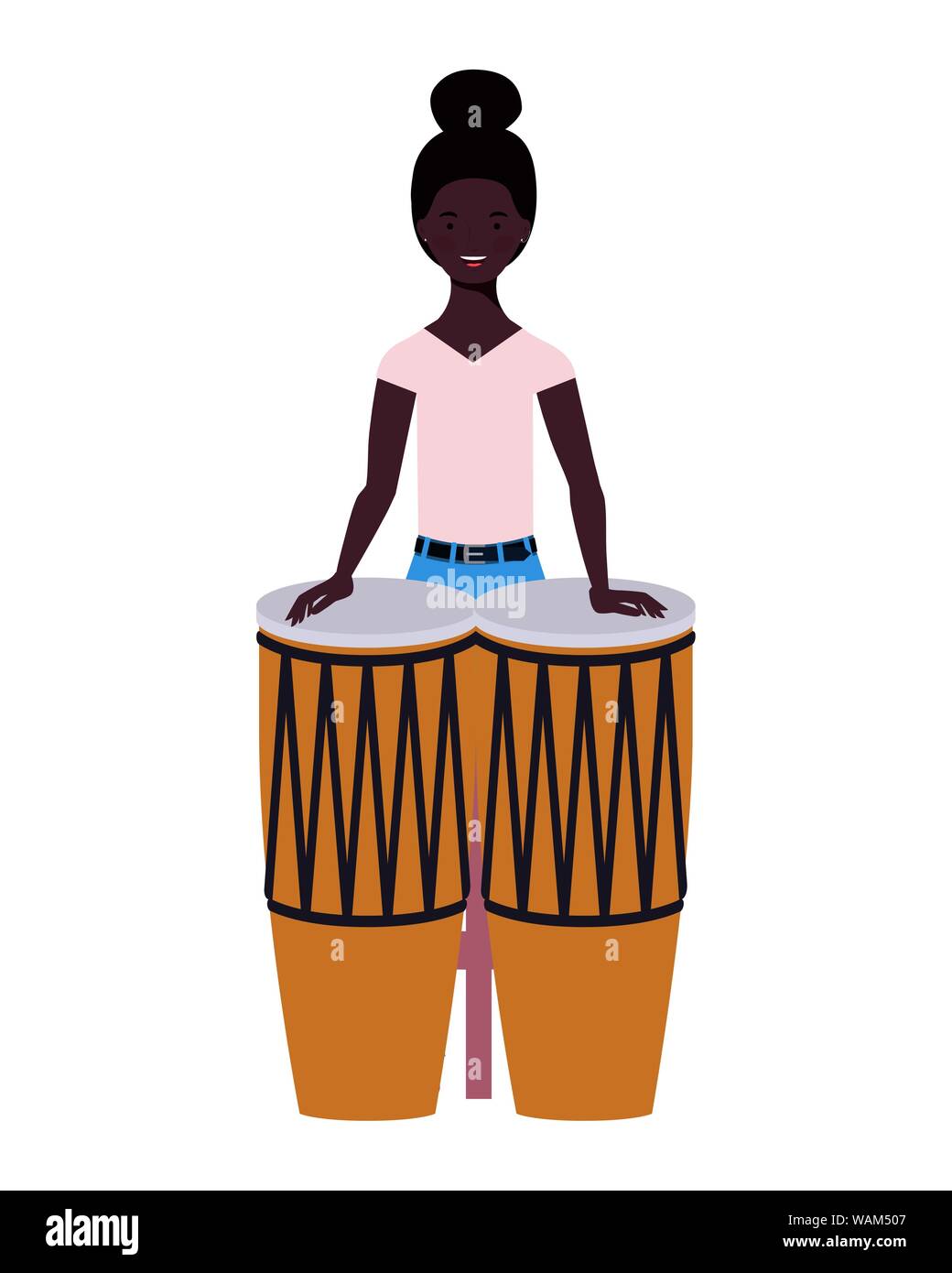 young woman with congas on white background Stock Vector Image & Art