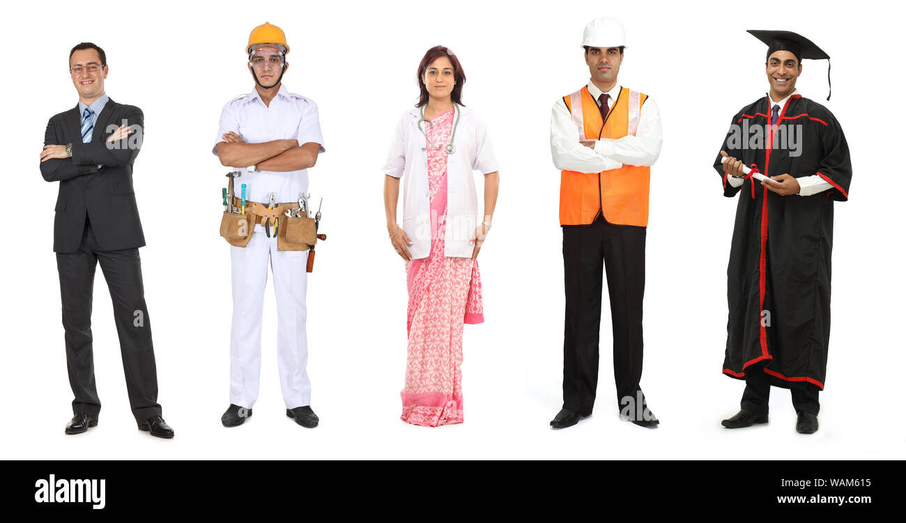 Group of professionals with different occupations Stock Photo