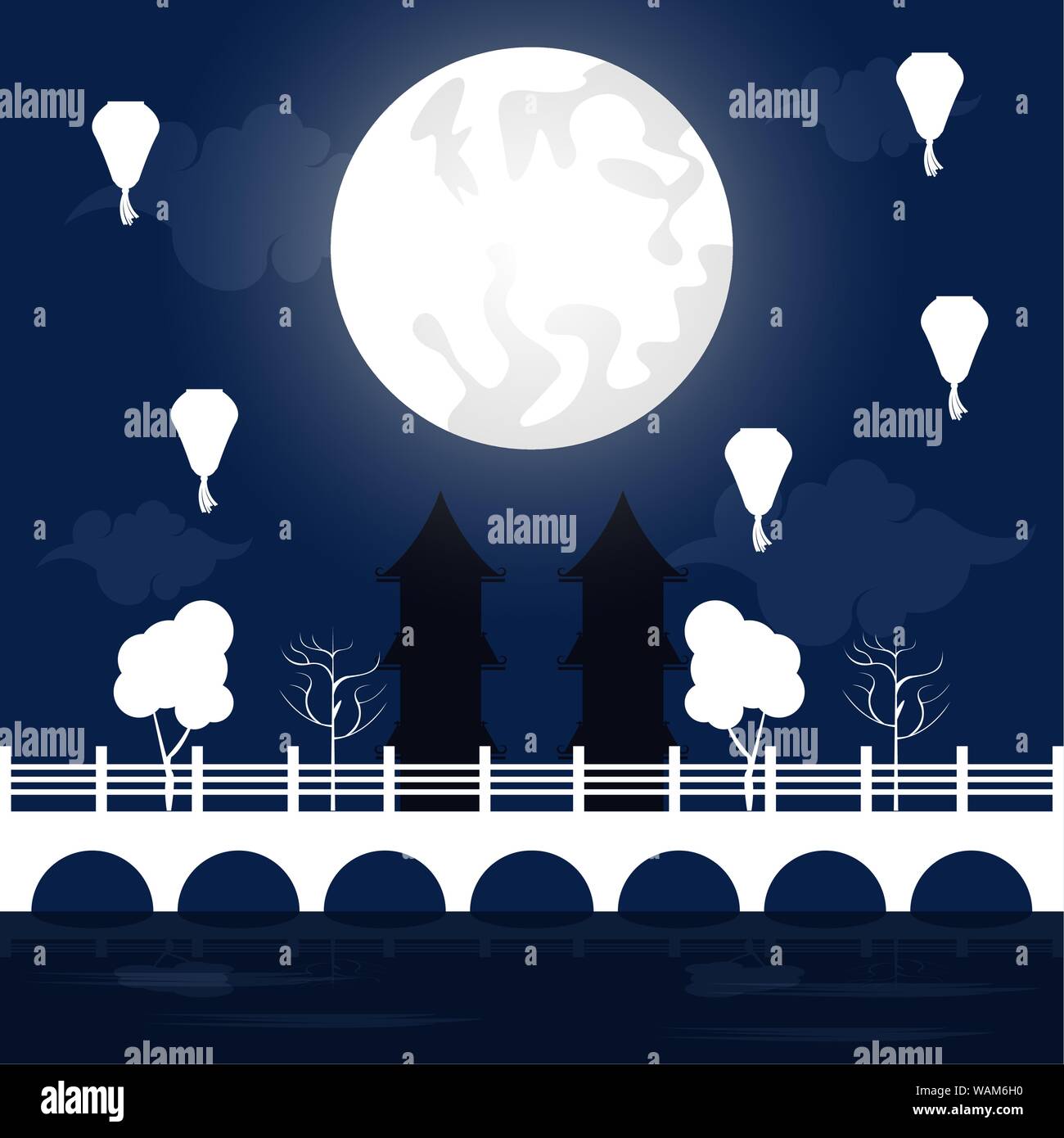 mid autumn festival scenery with moon Stock Vector Image & Art - Alamy