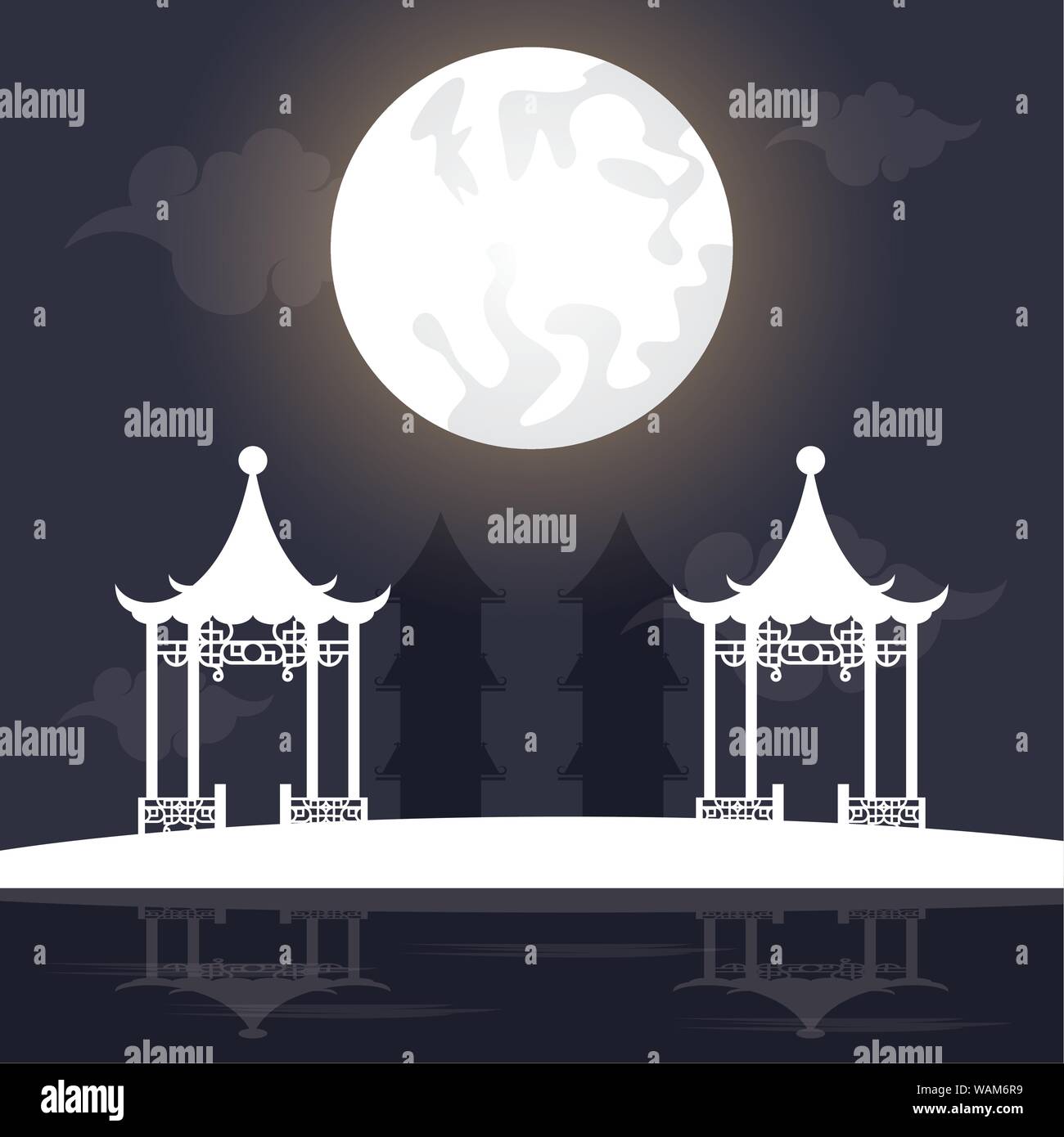mid autumn festival scenery with moon Stock Vector Image & Art - Alamy