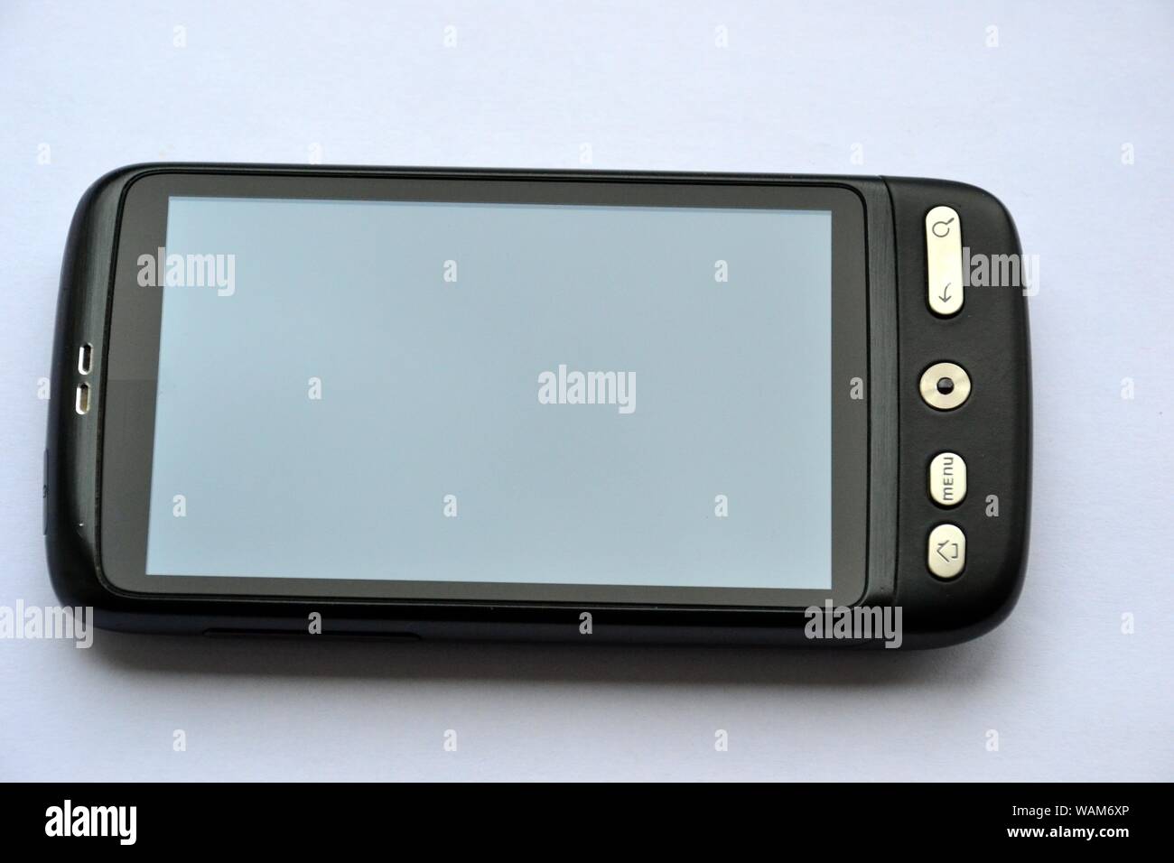 Mobile phone with clipping path touch Stock Photo