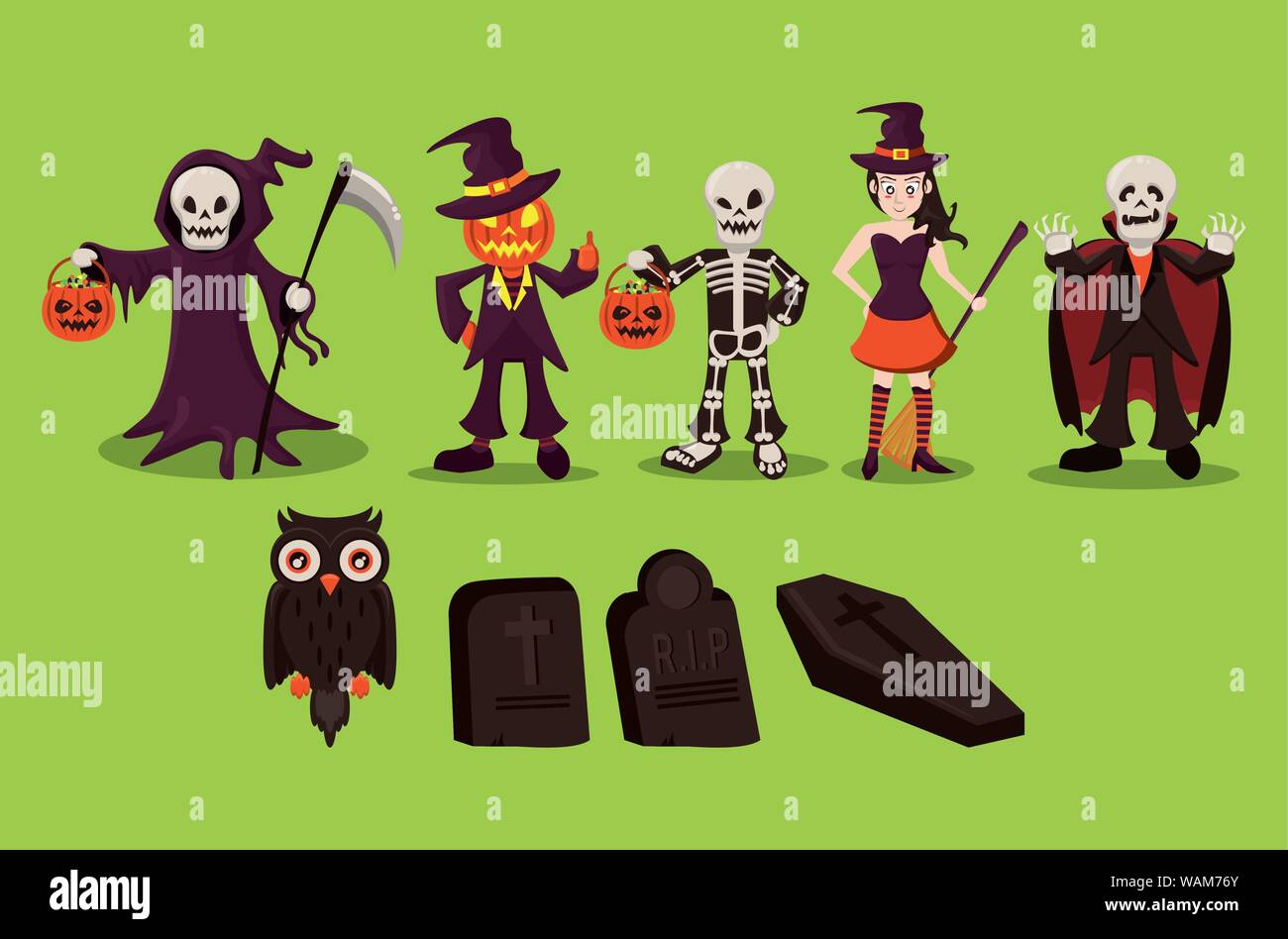 Halloween characters and cartoons Stock Vector Image & Art Alamy