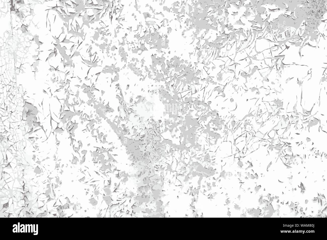 Cracked paint vector black and white texture background. Grunge scratch old wall template for overlay artwork. Stock Vector