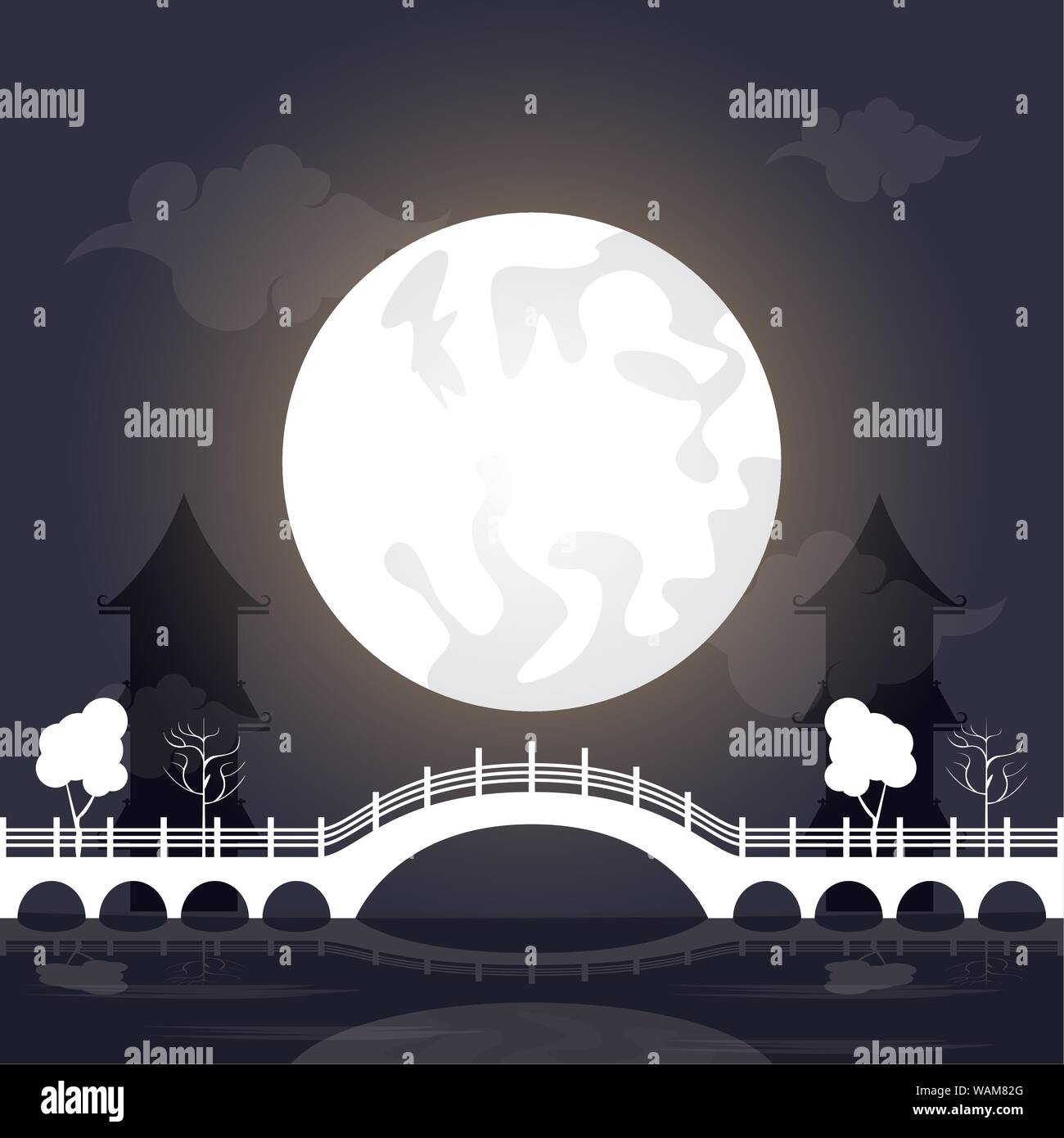 mid autumn festival scenery with moon Stock Vector Image & Art - Alamy