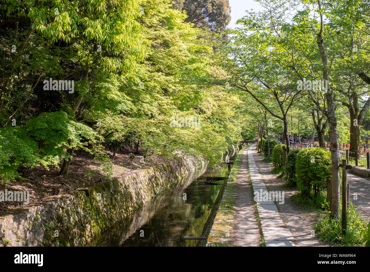 Stream running along the Philosopher's Path, Higashiyama, Kyoto, Japan Stock Photo