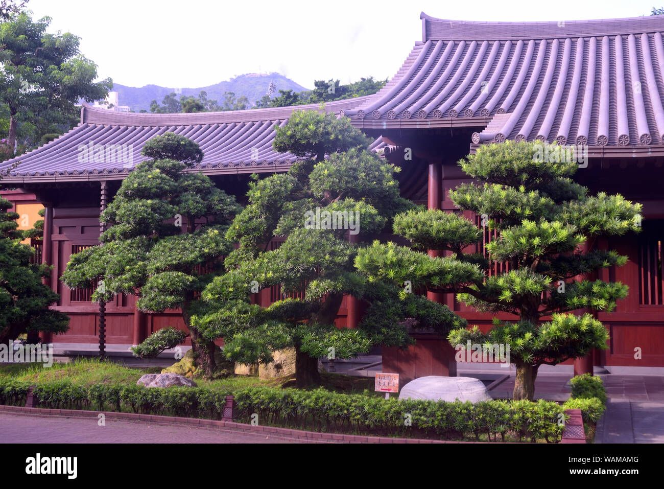 Retro Tang Dynasty wooden structure in Nan Lian Garden, Diamond Hill, Hong Kong Stock Photo