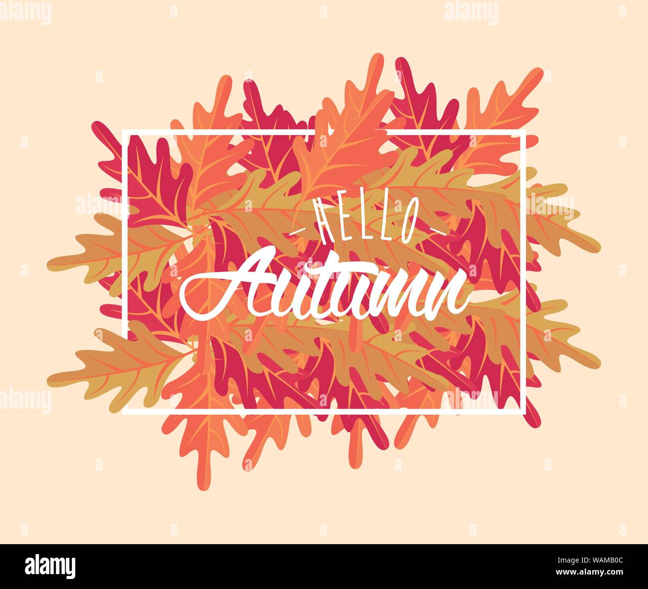 Hello autumn card with leaves cartoons Stock Vector Image & Art - Alamy