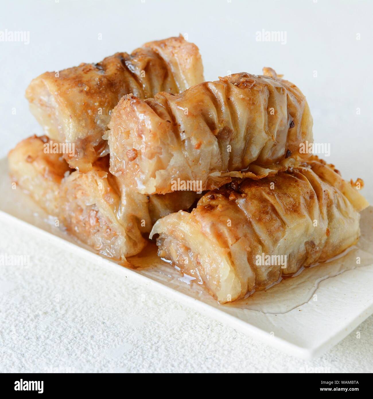 Turkish Ramadan Dessert Baklava with walnut, peanuts and honey syrup