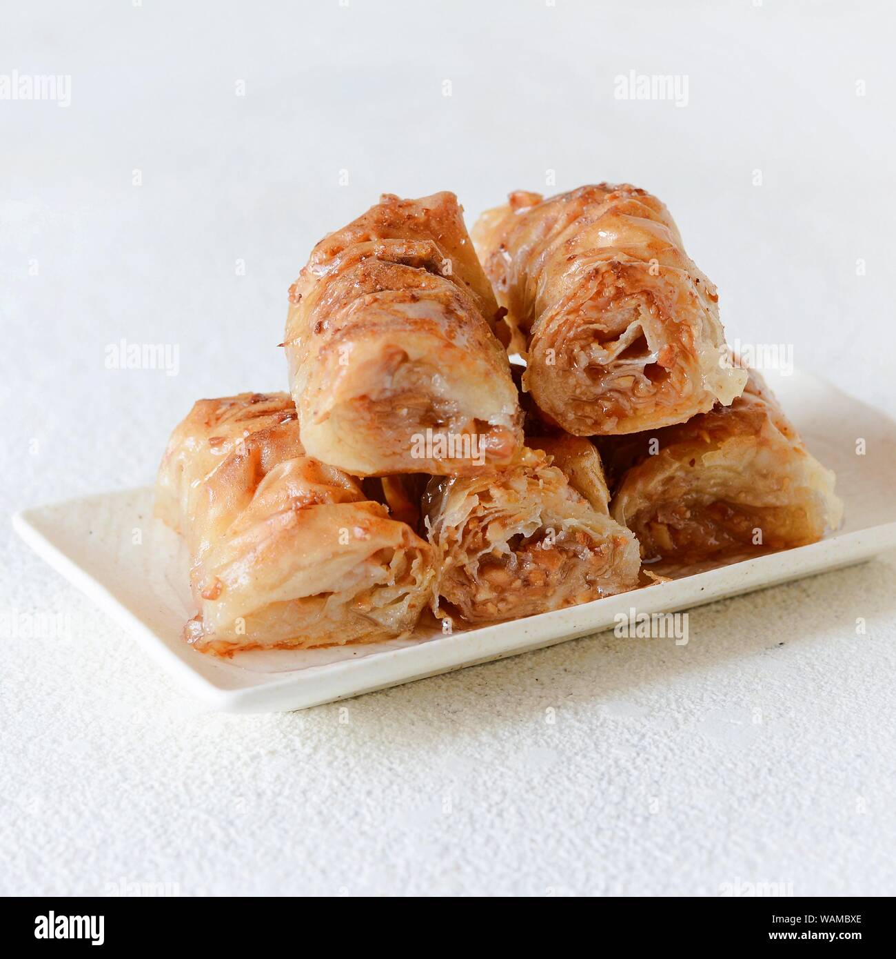Turkish Ramadan Dessert Baklava with walnut, peanuts and honey syrup