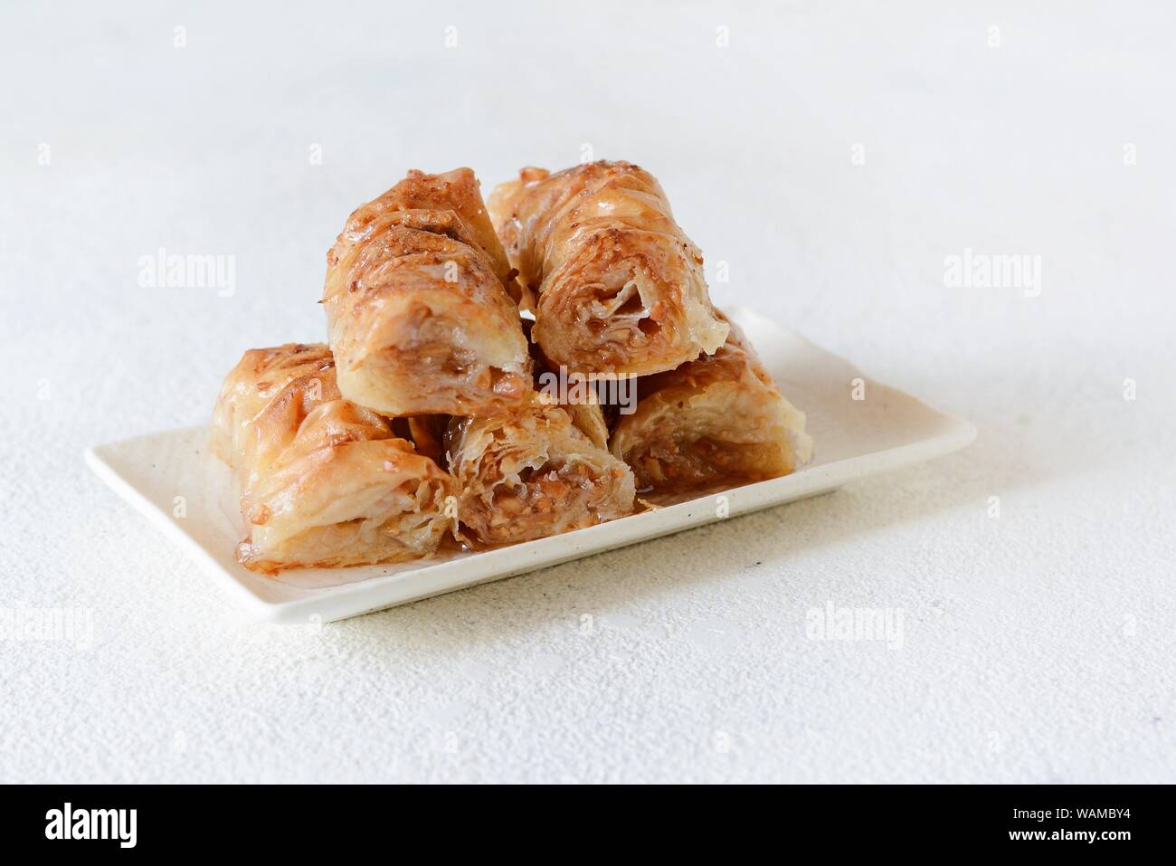Turkish Ramadan Dessert Baklava with walnut, peanuts and honey syrup
