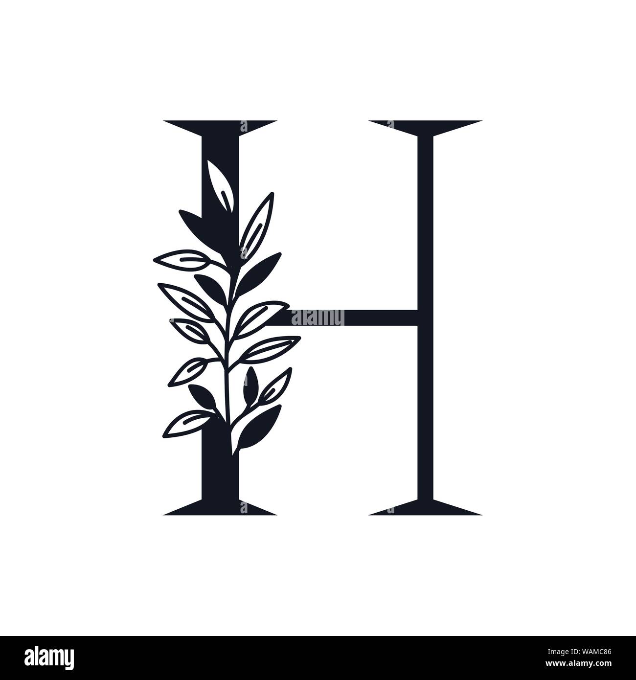 letter H of the alphabet with leaves Stock Vector Image & Art Alamy