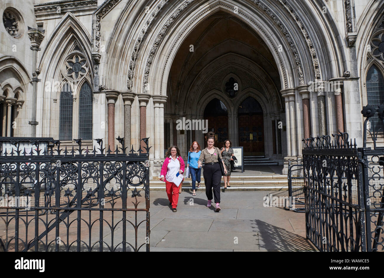 Royal Courts of Justice, London, UK. 21st August, 2019.  Ealing Council's safe zone upheld after Court of Appeal hearing at the Royal Courts of Justice. Members of the campaign group Sister Supporter and supporters leave the royal courts of justice after the hearing. Credit: Thomas Bowles/ Alamy Live News Stock Photo