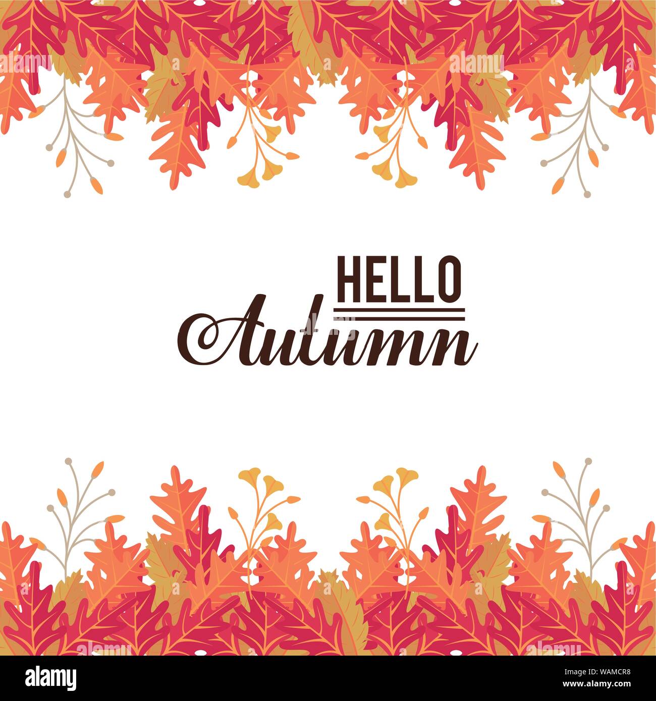 Hello autumn card with leaves cartoons Stock Vector Image & Art - Alamy