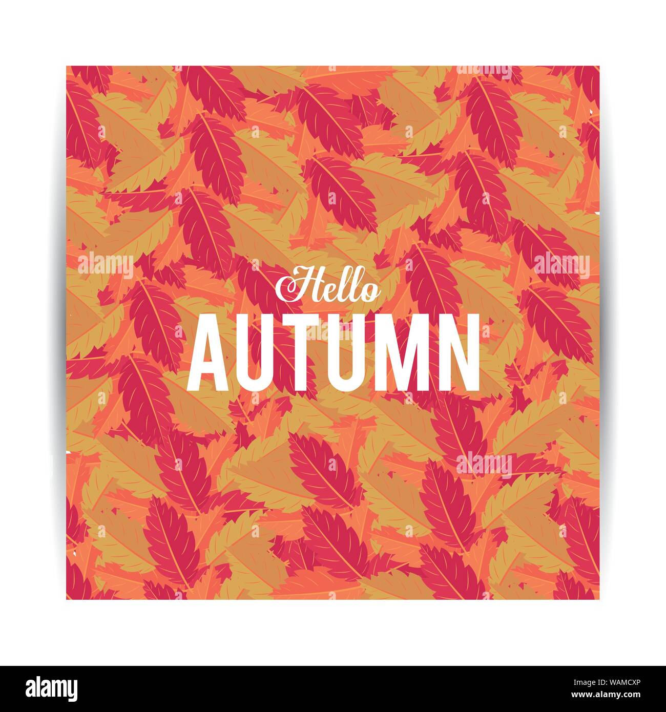 Hello autumn card with leaves cartoons Stock Vector Image & Art - Alamy