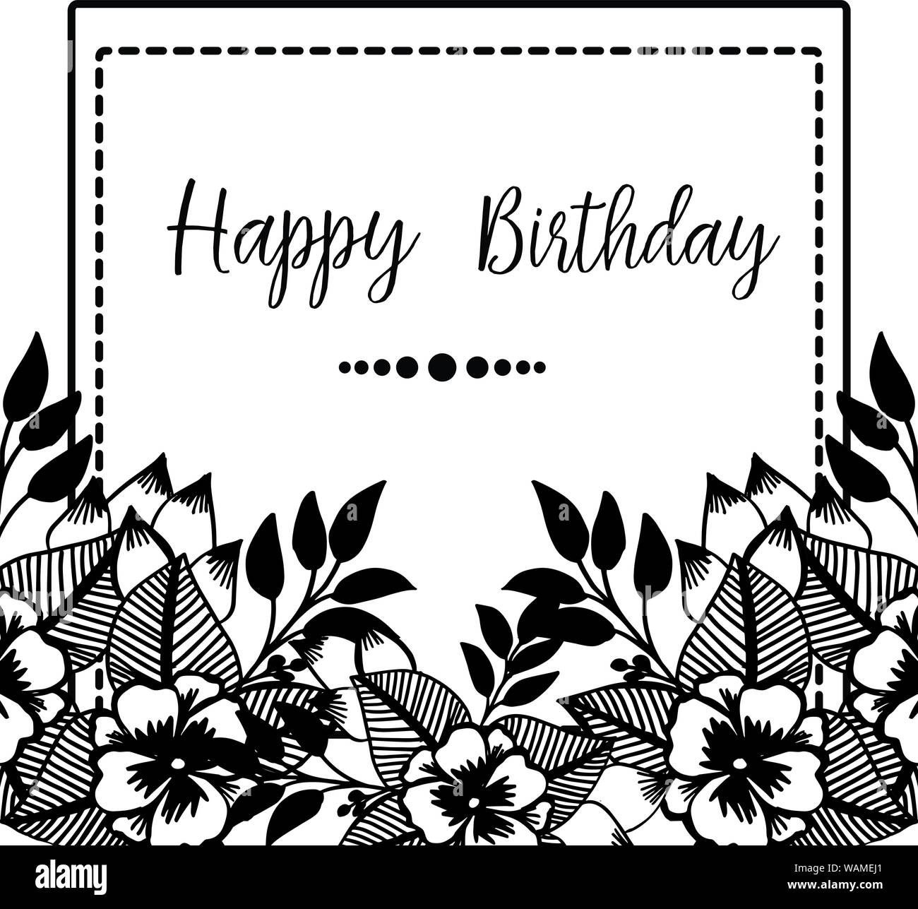 happy birthday card black and white