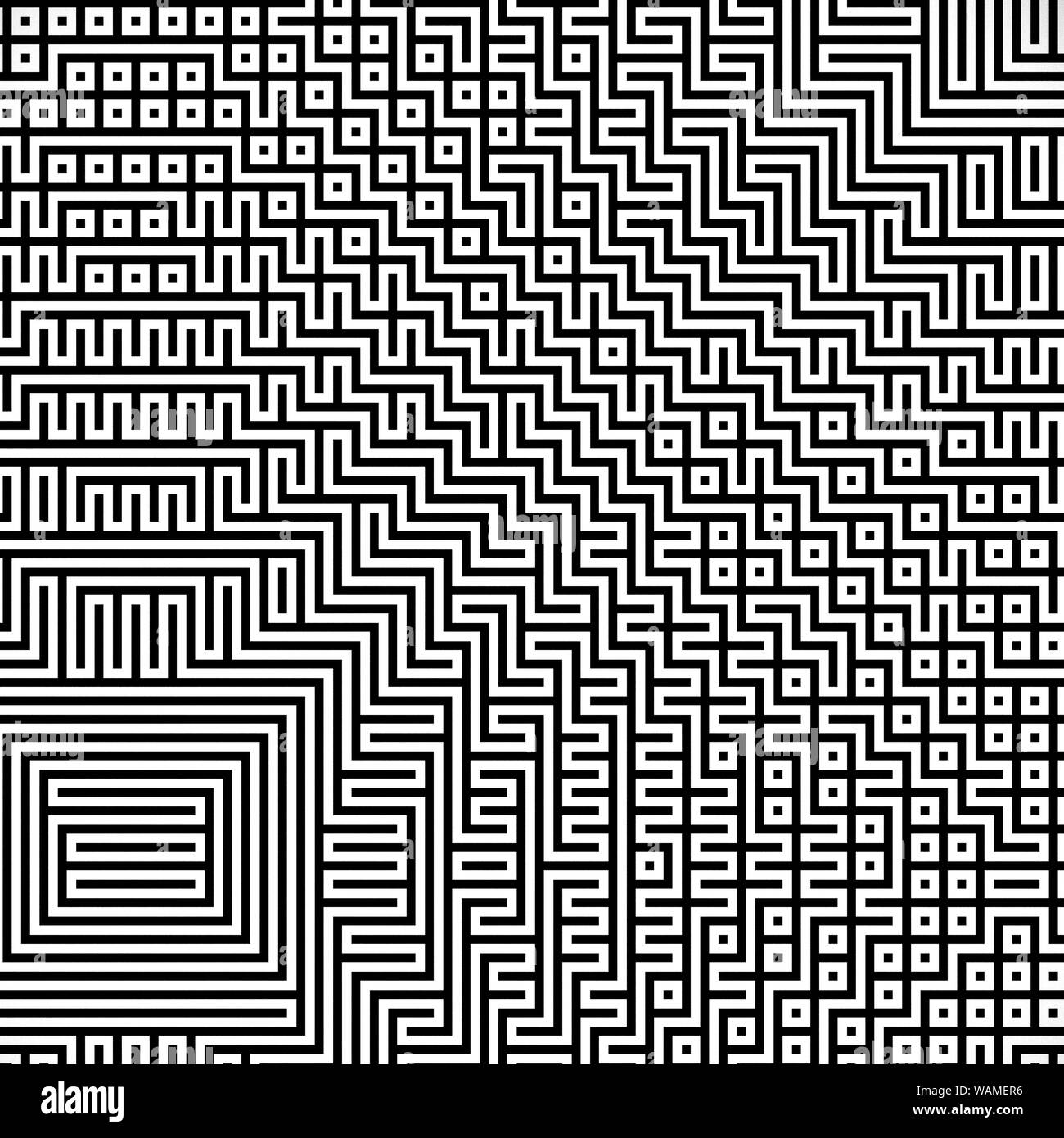 Fractal black line intersecting abstract maze / labyrinth Stock Photo ...