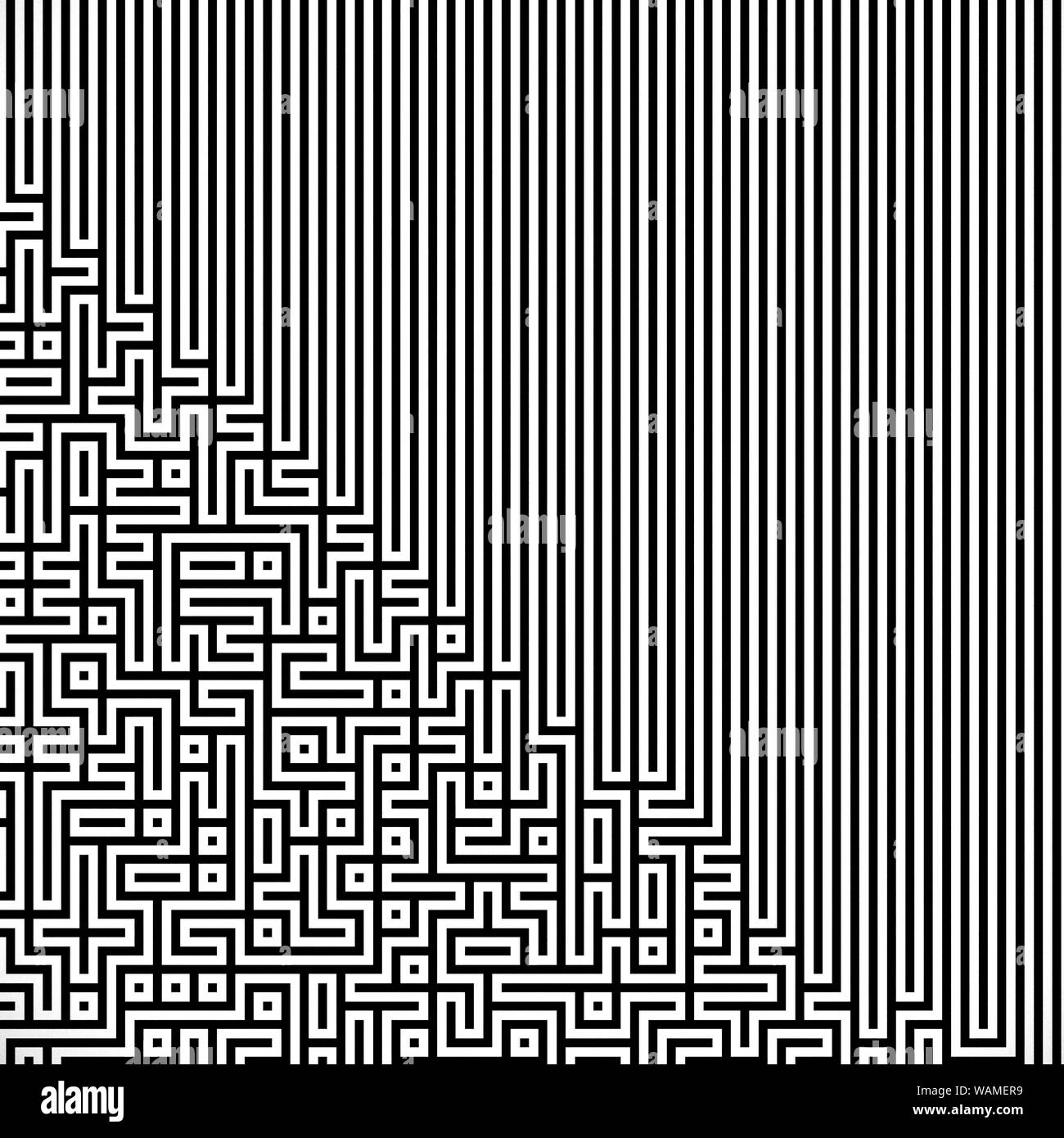 Fractal black line intersecting abstract maze / labyrinth Stock Photo ...