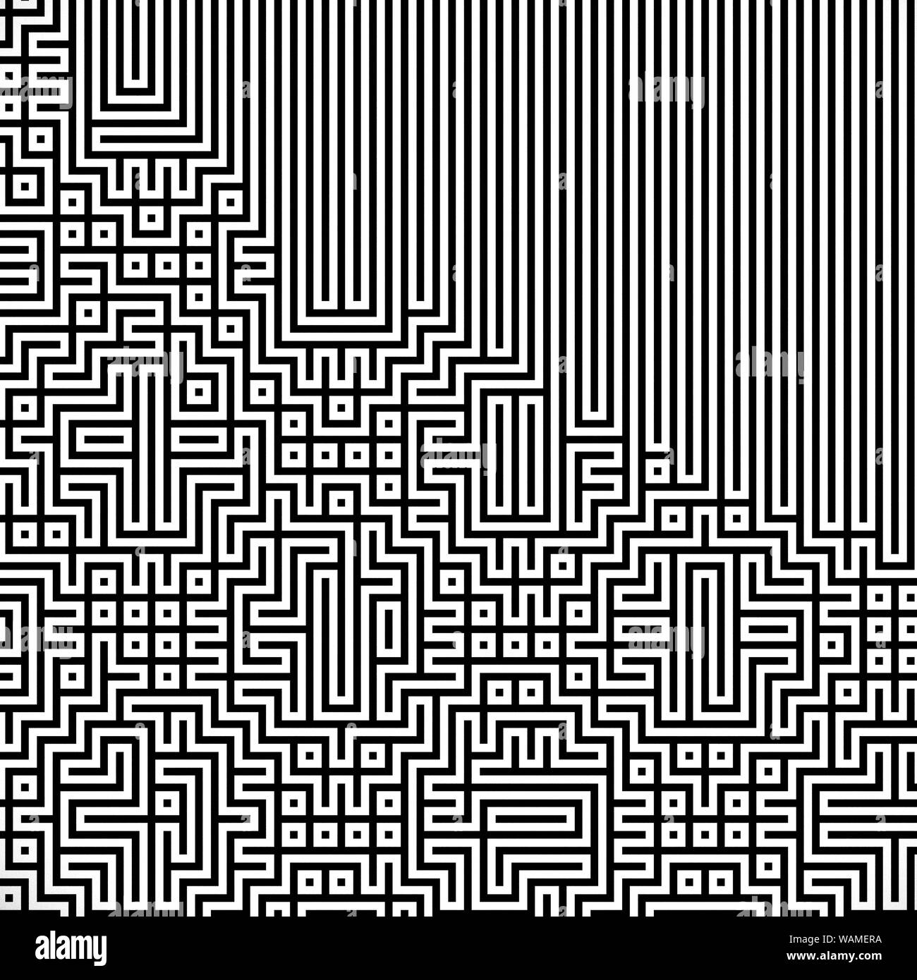 Fractal black line intersecting abstract maze / labyrinth Stock Photo ...