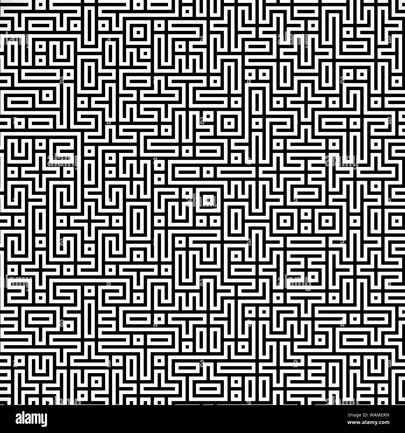Fractal black line intersecting abstract maze / labyrinth Stock Photo ...
