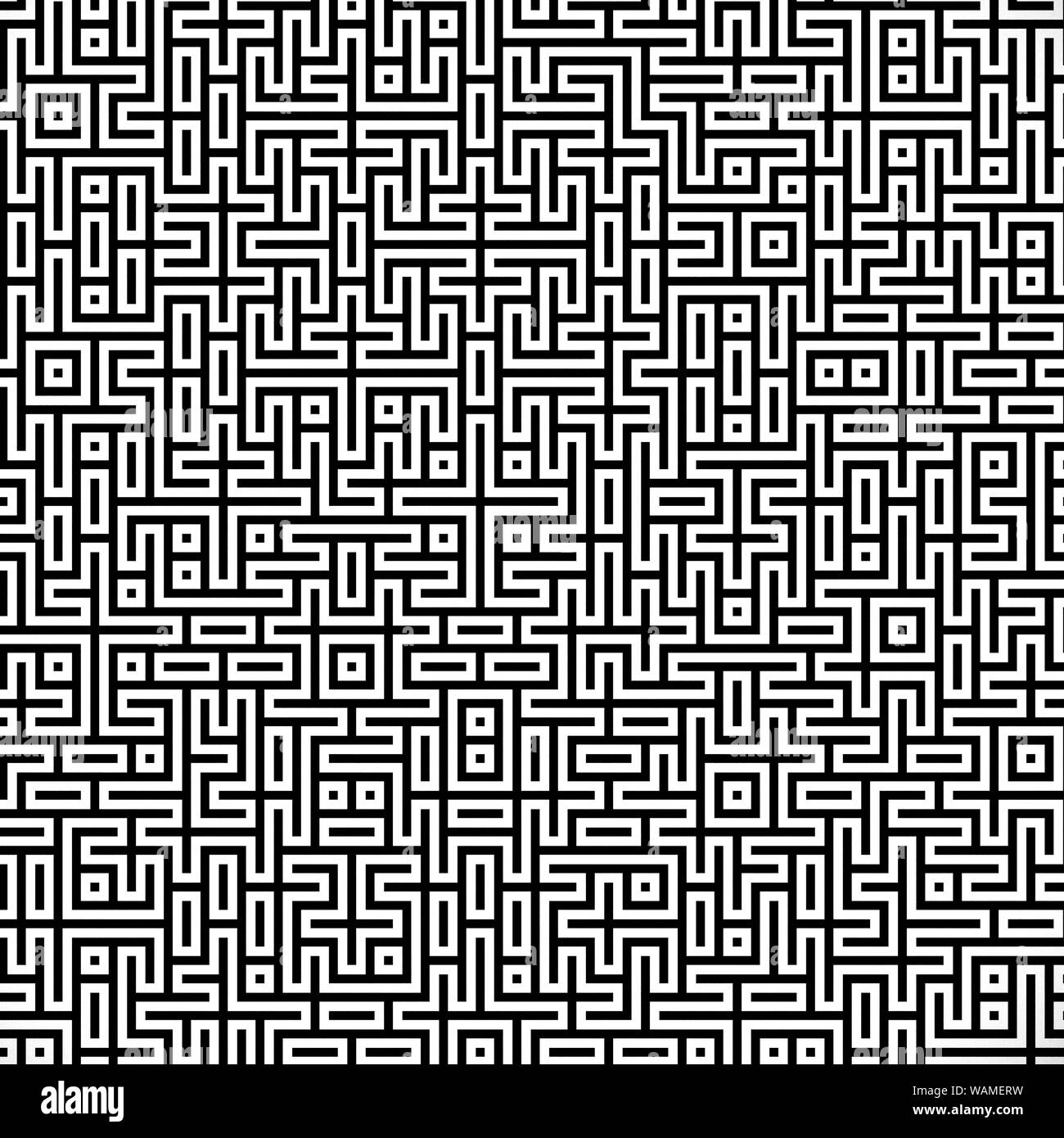 Fractal black line intersecting abstract maze / labyrinth Stock Photo ...