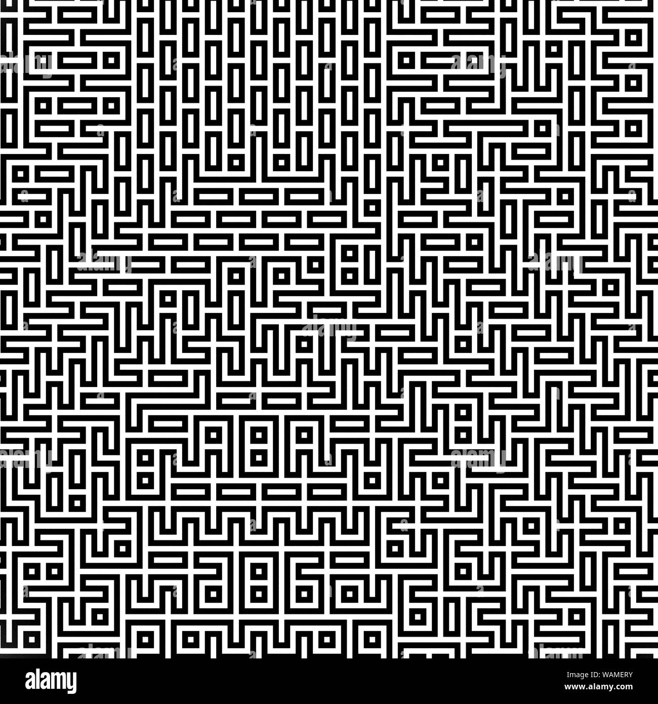 Fractal black line intersecting abstract maze / labyrinth Stock Photo ...
