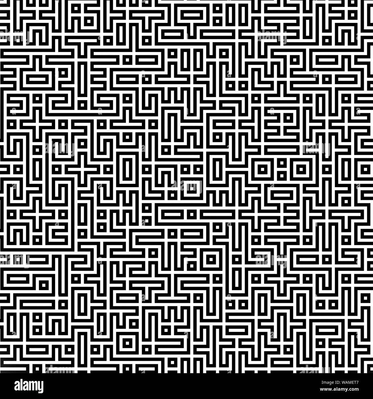 Fractal black line intersecting abstract maze / labyrinth Stock Photo ...
