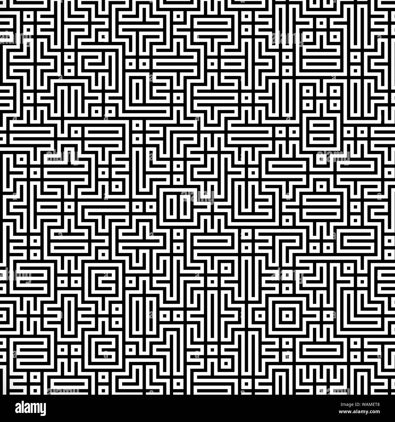 Fractal black line intersecting abstract maze / labyrinth Stock Photo ...
