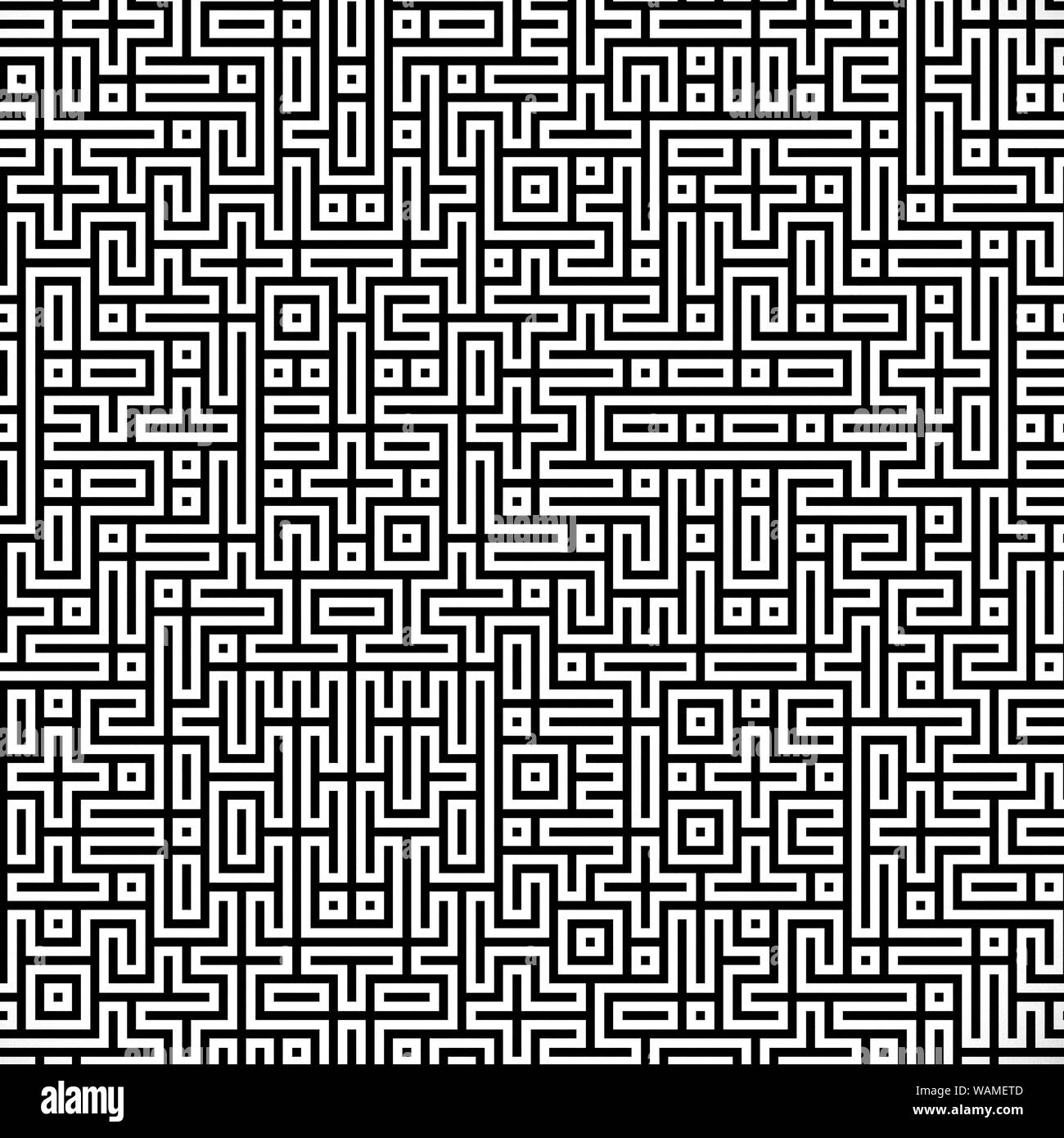 Fractal black line intersecting abstract maze / labyrinth Stock Photo ...