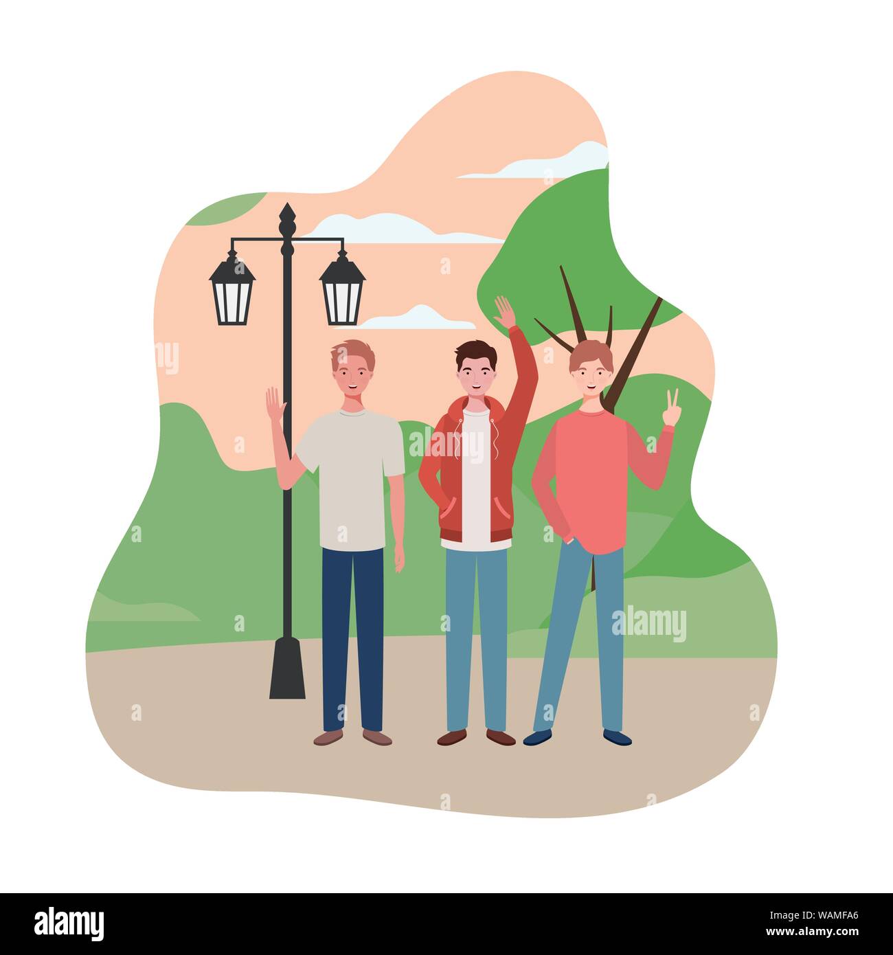 young men standing with landscape background Stock Vector Image & Art ...