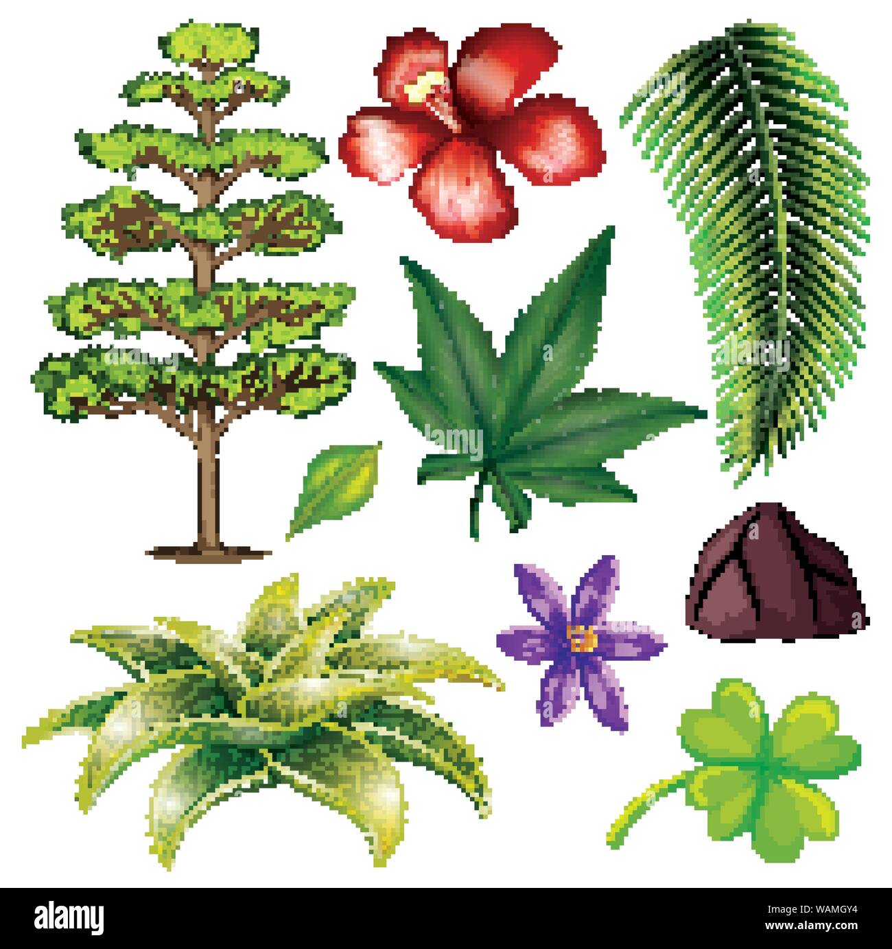set of isolated objects theme nature illustration Stock Vector