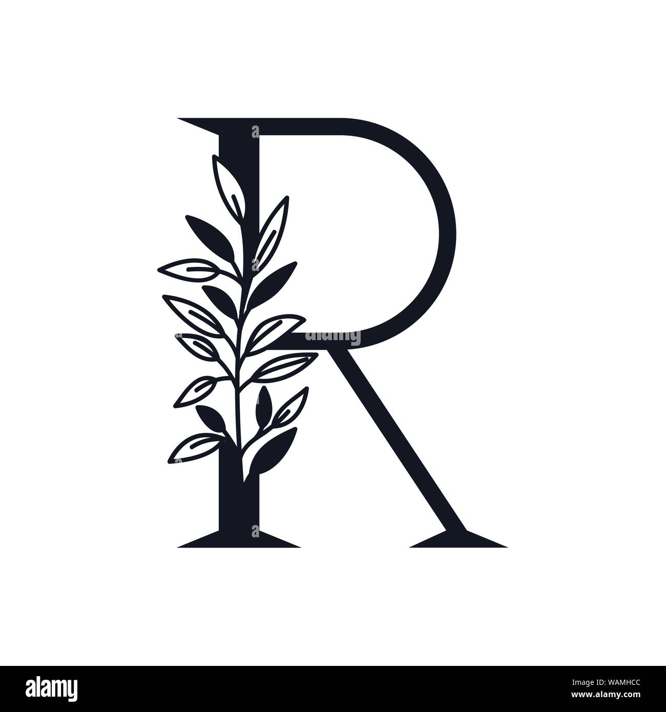 Letter R Of The Alphabet With Leaves Stock Vector Image Art Alamy