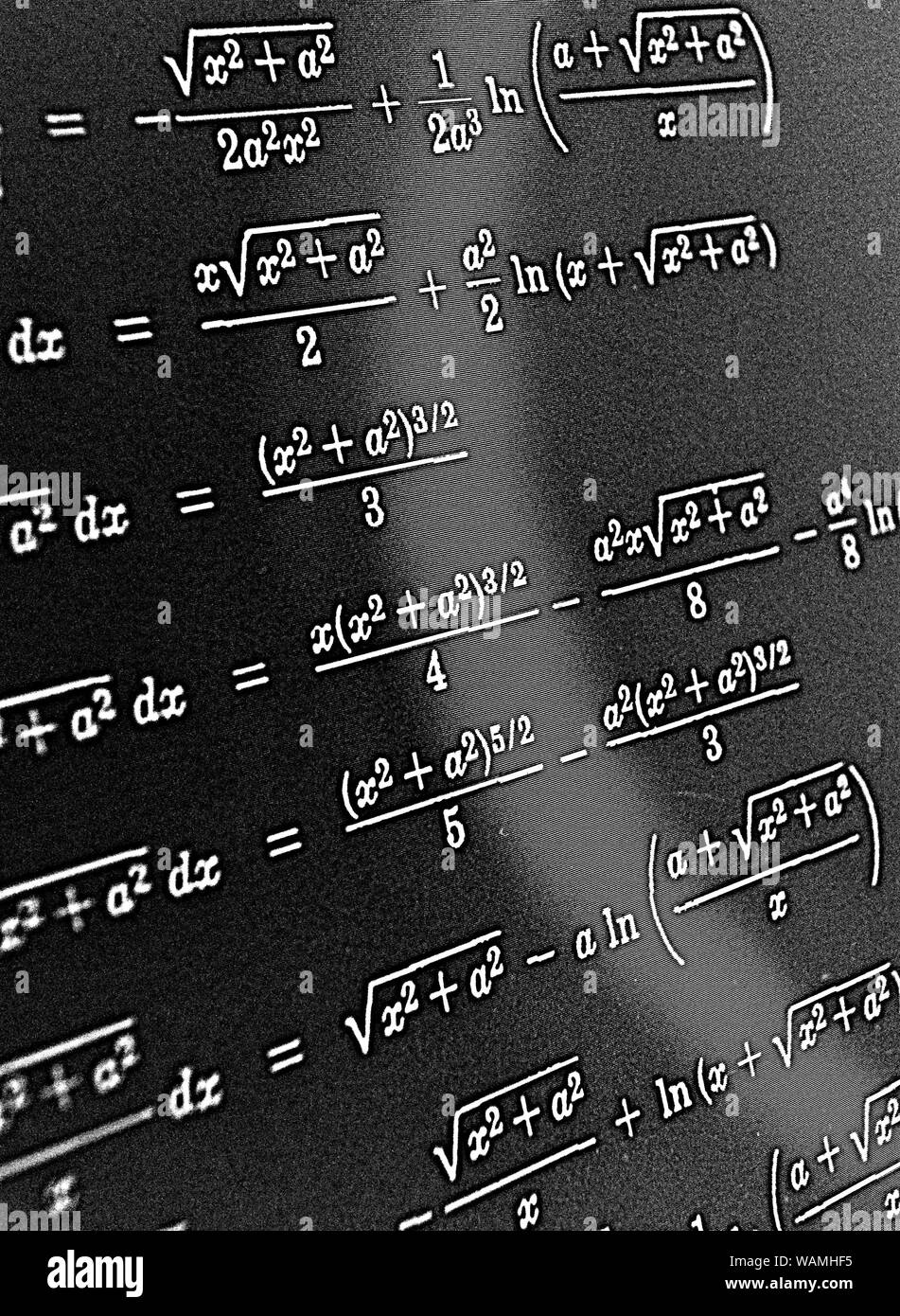 Large Math Formula Large number of mathematical formulas on a black background HDR Stock ...