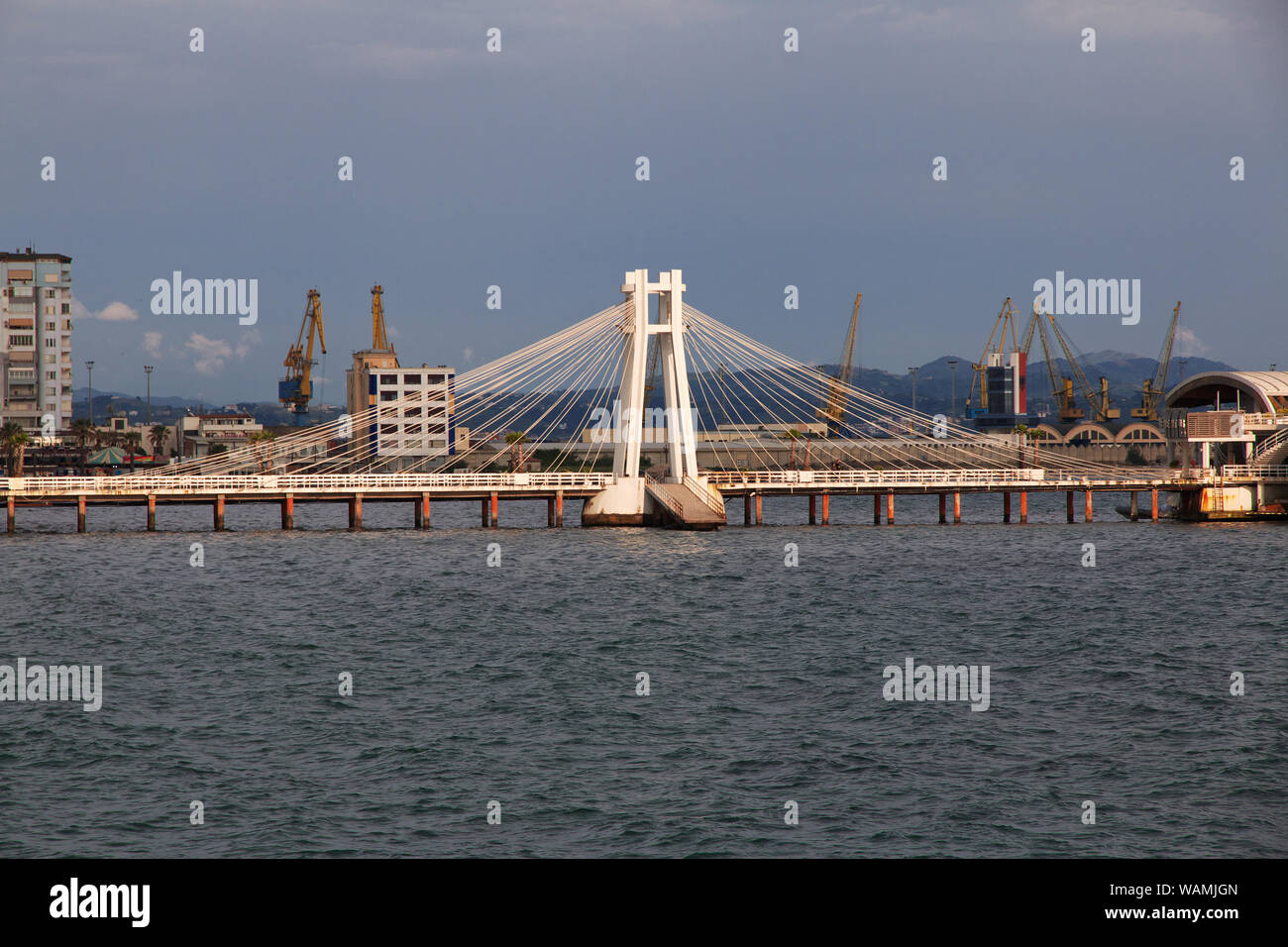 The waterfront of of the Adriatic sea in Durres, Albania Stock Photo
