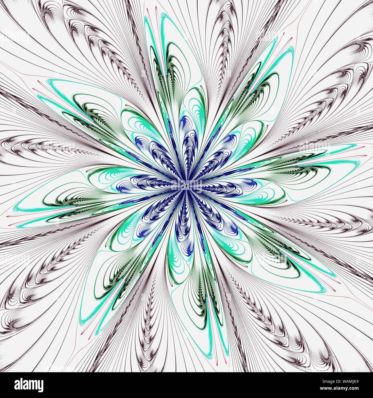 Beautiful Symmetrical fractal Blue mandala, flower or butterfly ...