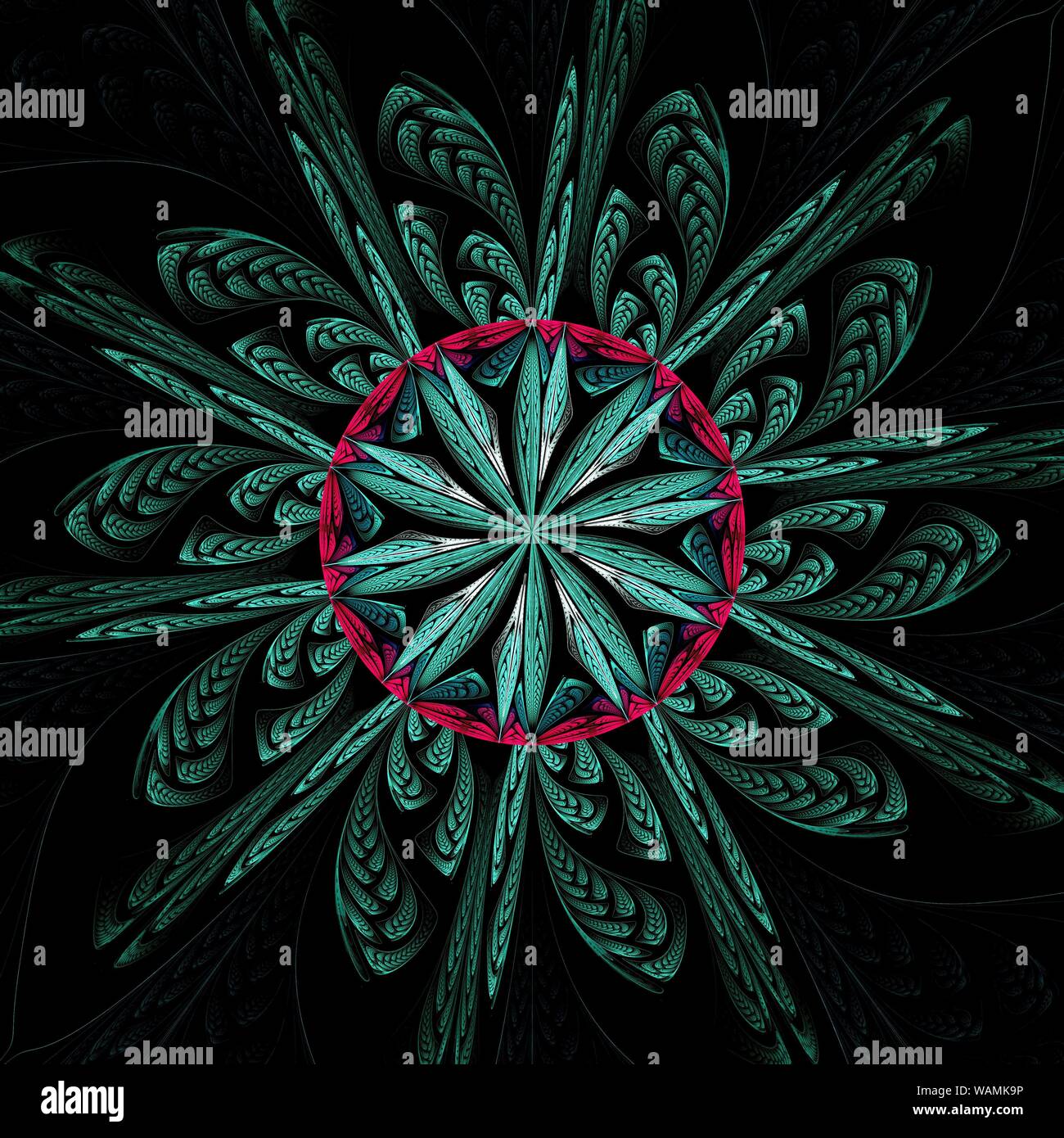 Beautiful Symmetrical Fractal Mandala Flower Or Circle Digital