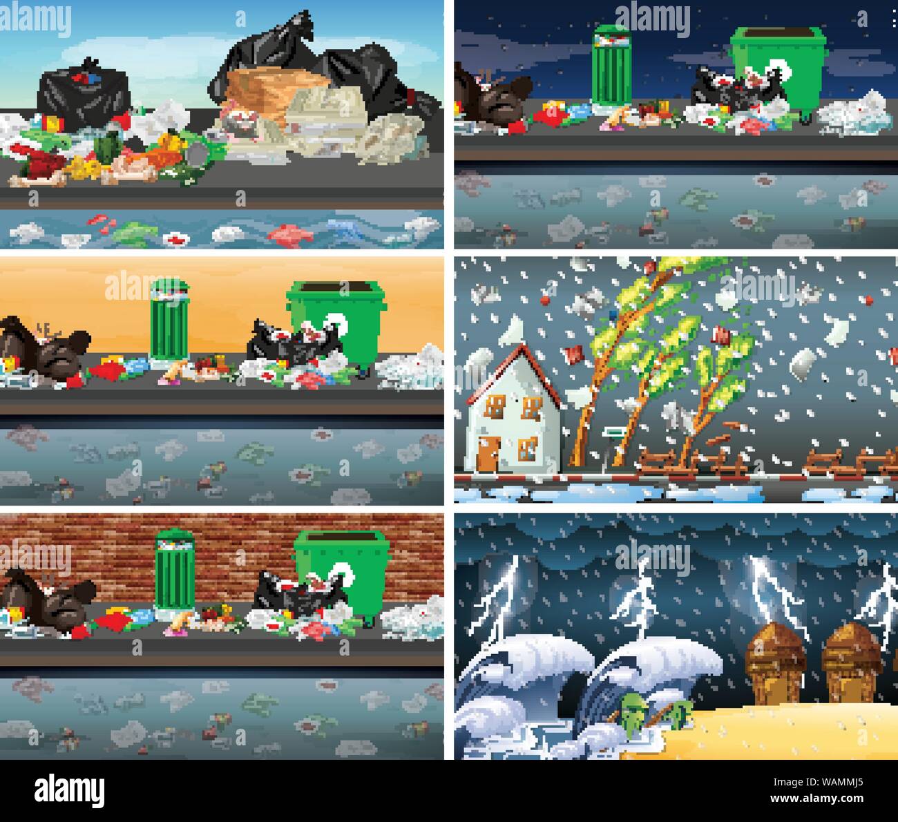 Polluted Scenes Set of polluted scenes illustration Stock Vector Image & Art - Alamy