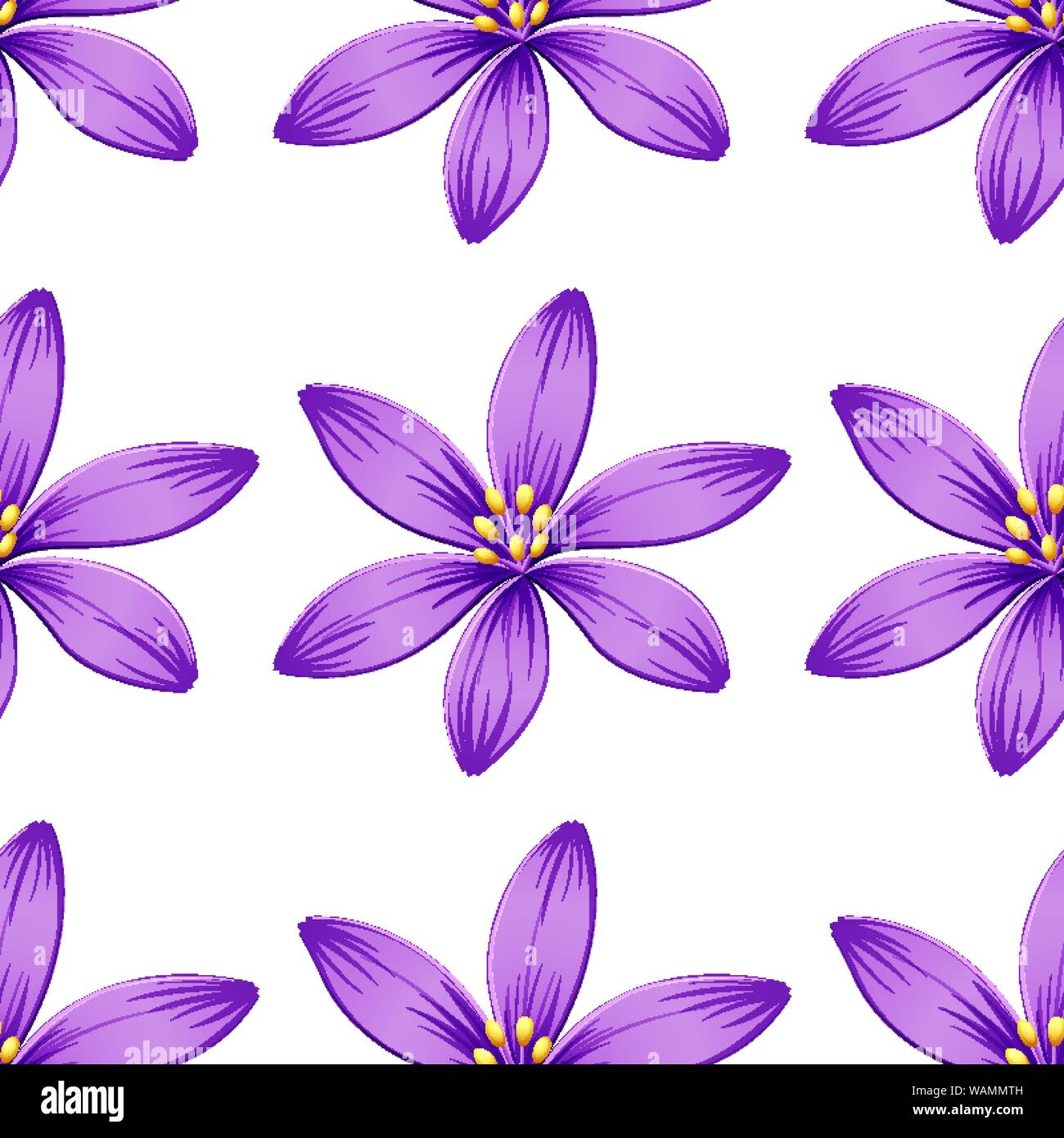 Seamless purple flowers isolated on white illustration Stock Vector ...